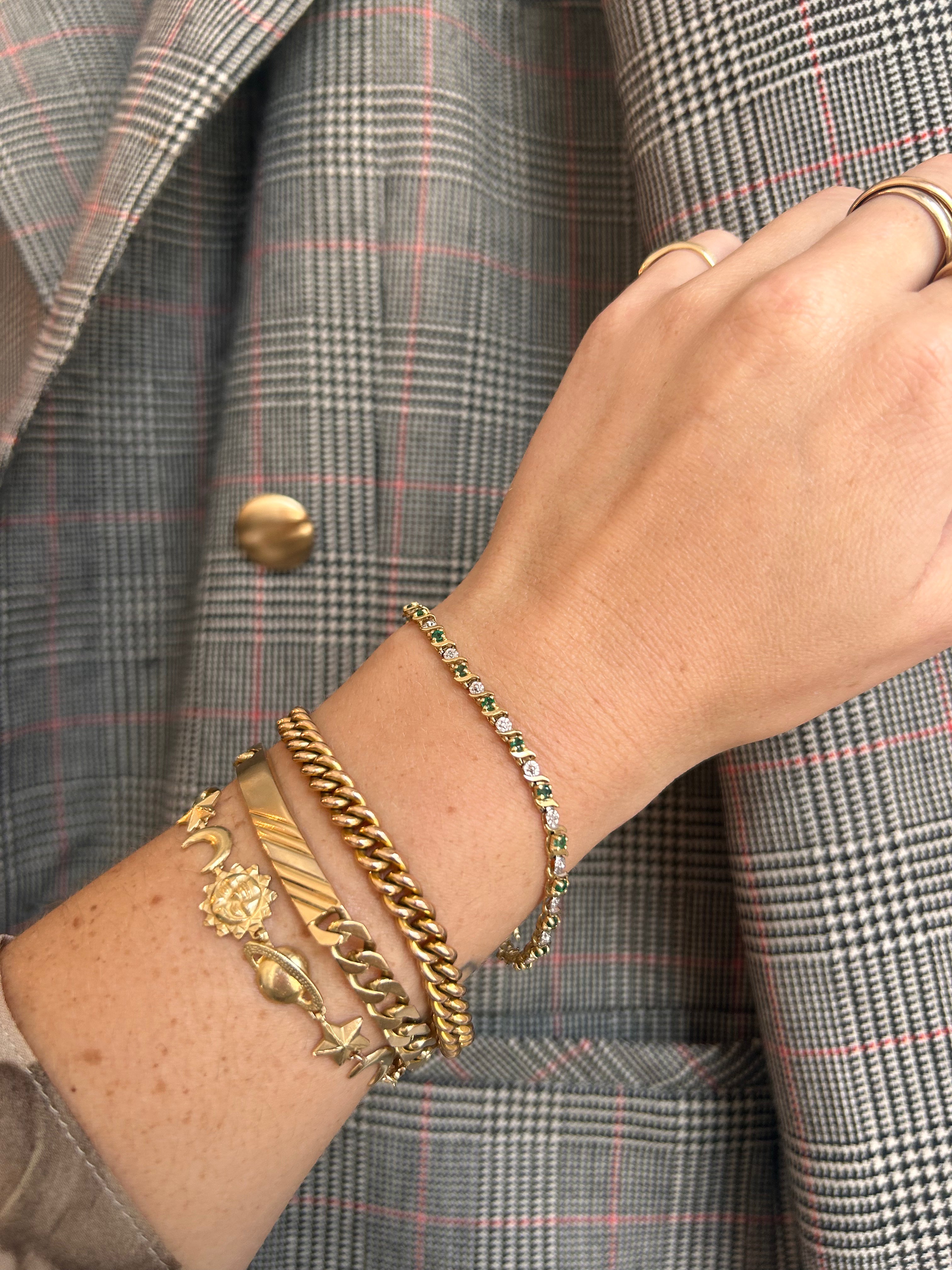 Dainty Emerald Diamond Tennis Bracelet