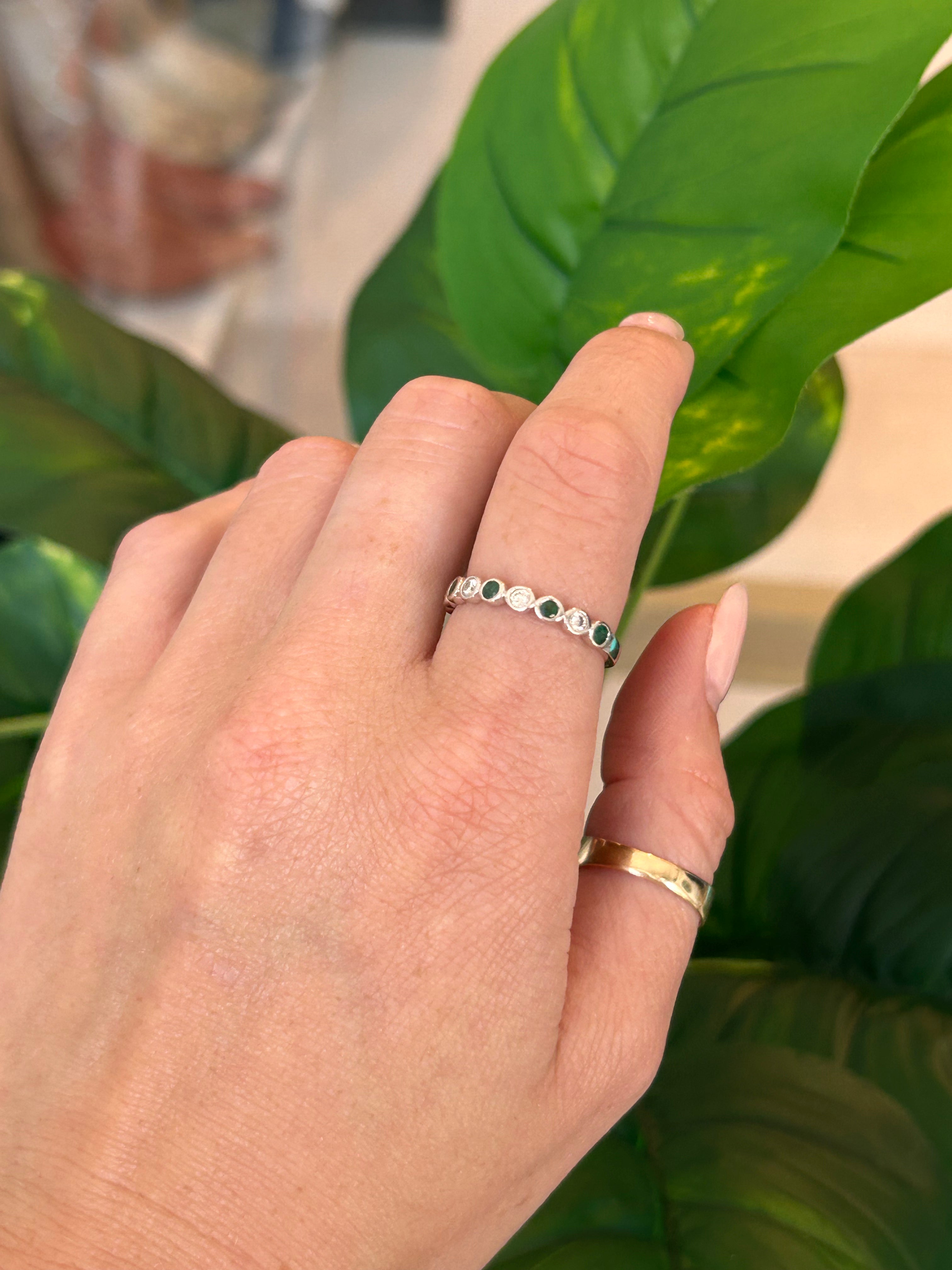 Emerald Diamond Bezel Band