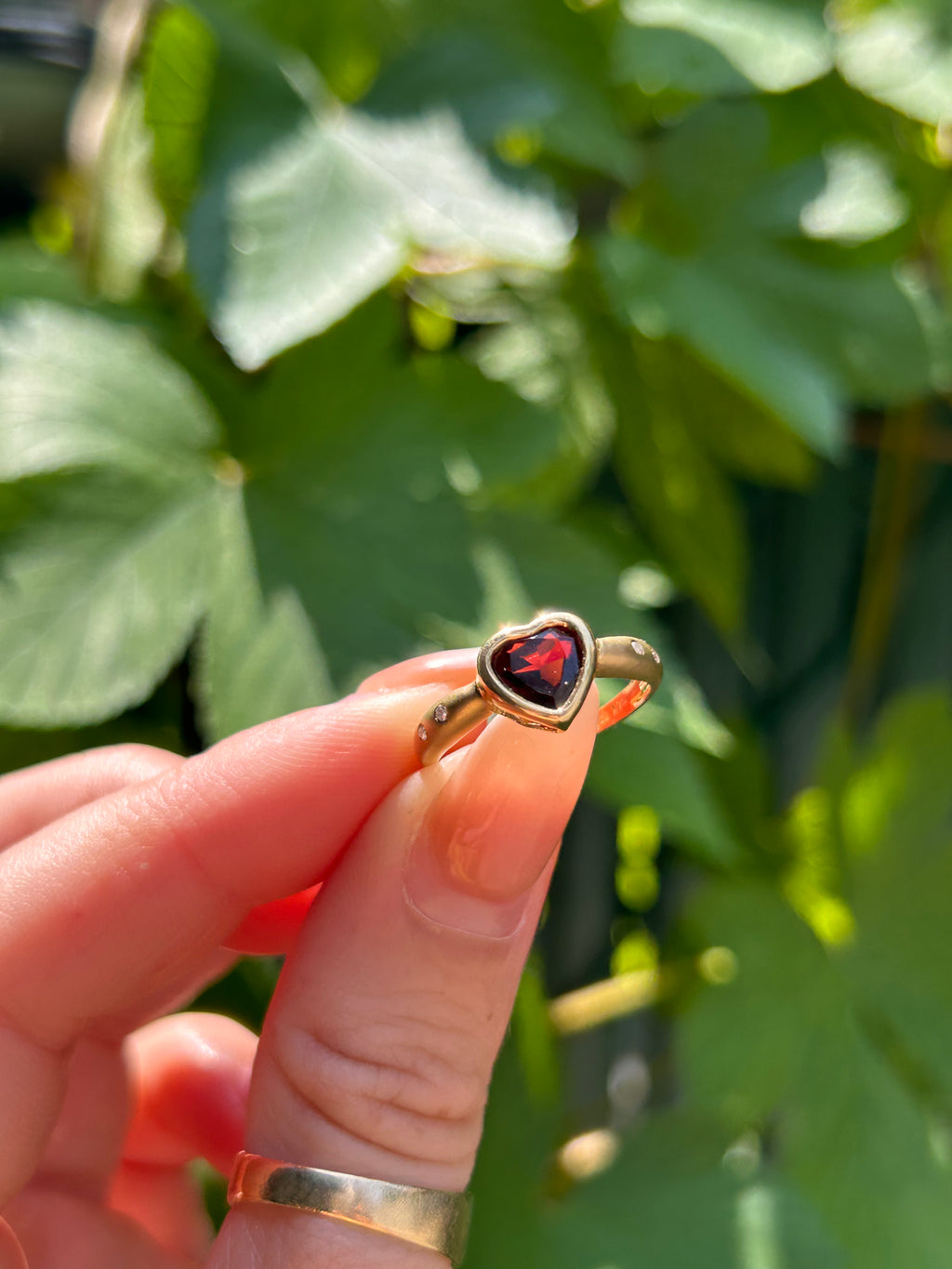 Garnet Heart Ring