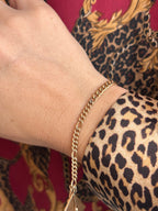 Solid Figaro Letter Charm Bracelet