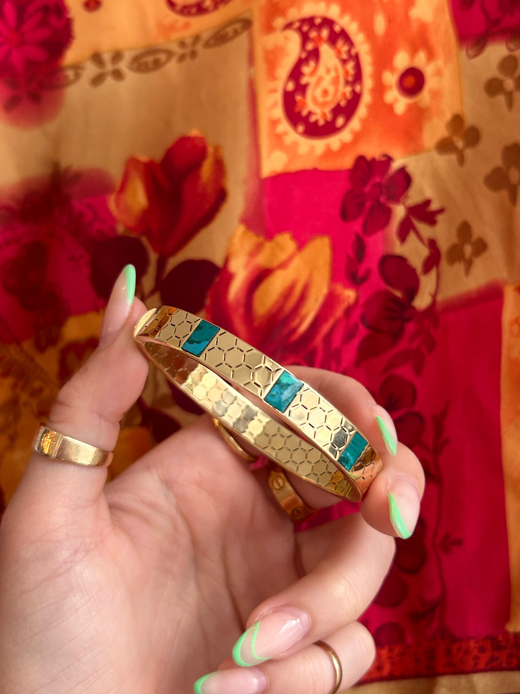 Honeycomb Turquoise Bangle