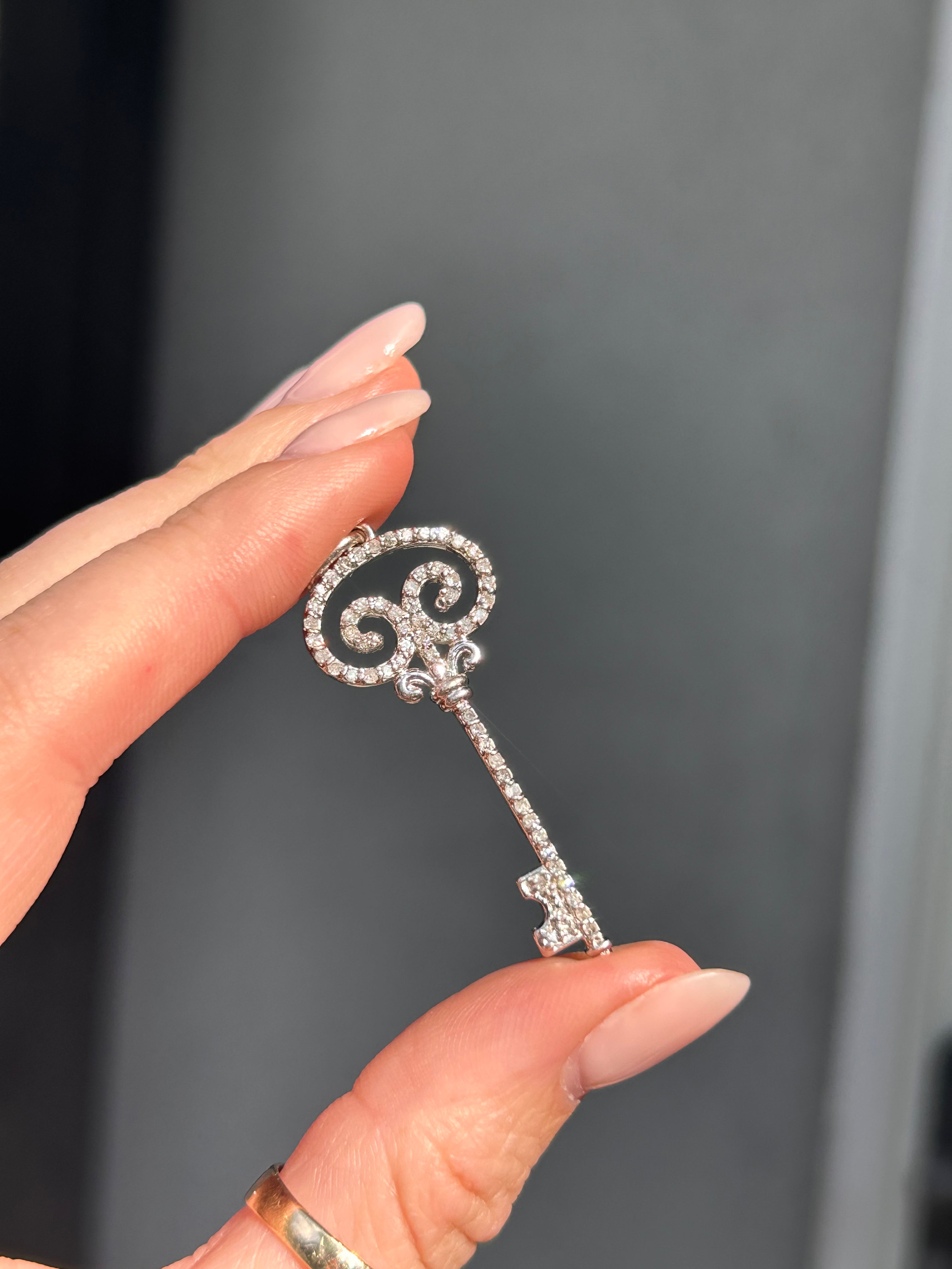 Large Diamond Key Charm