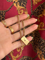 Solid Figaro Letter Charm Bracelet