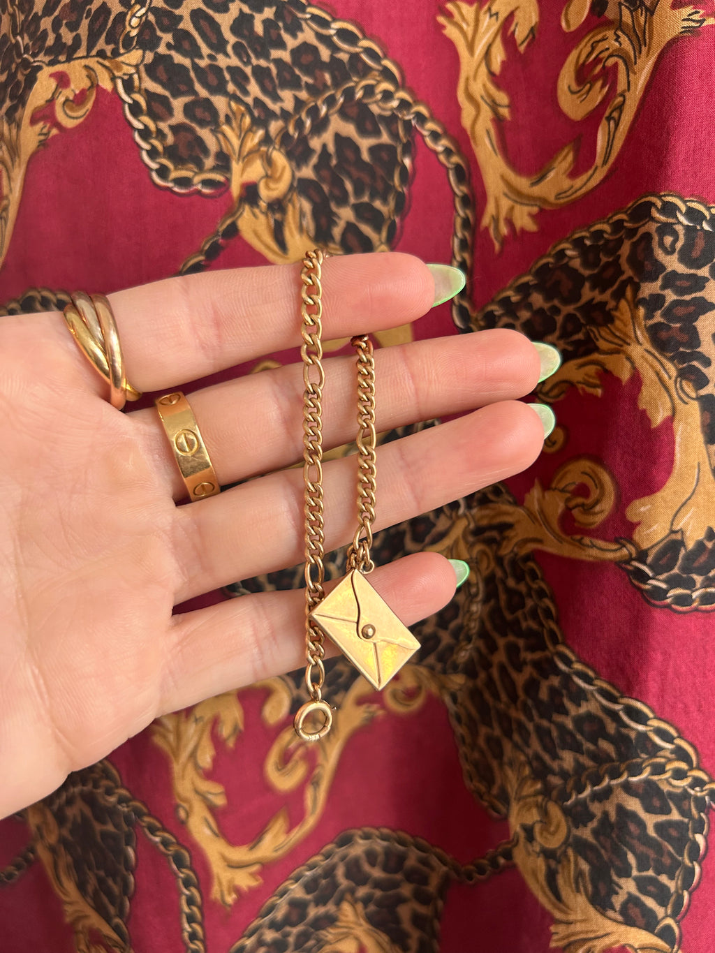 Solid Figaro Letter Charm Bracelet