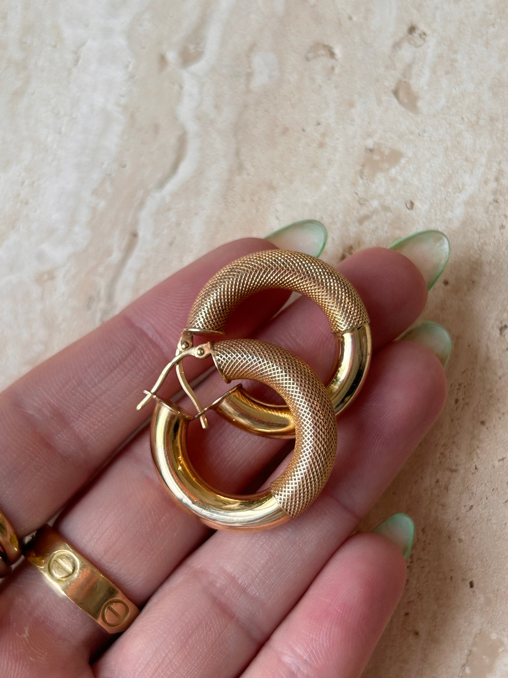 Textured Shiny Chubby Hoops