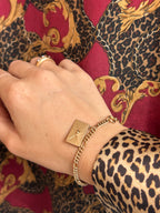 Solid Figaro Letter Charm Bracelet