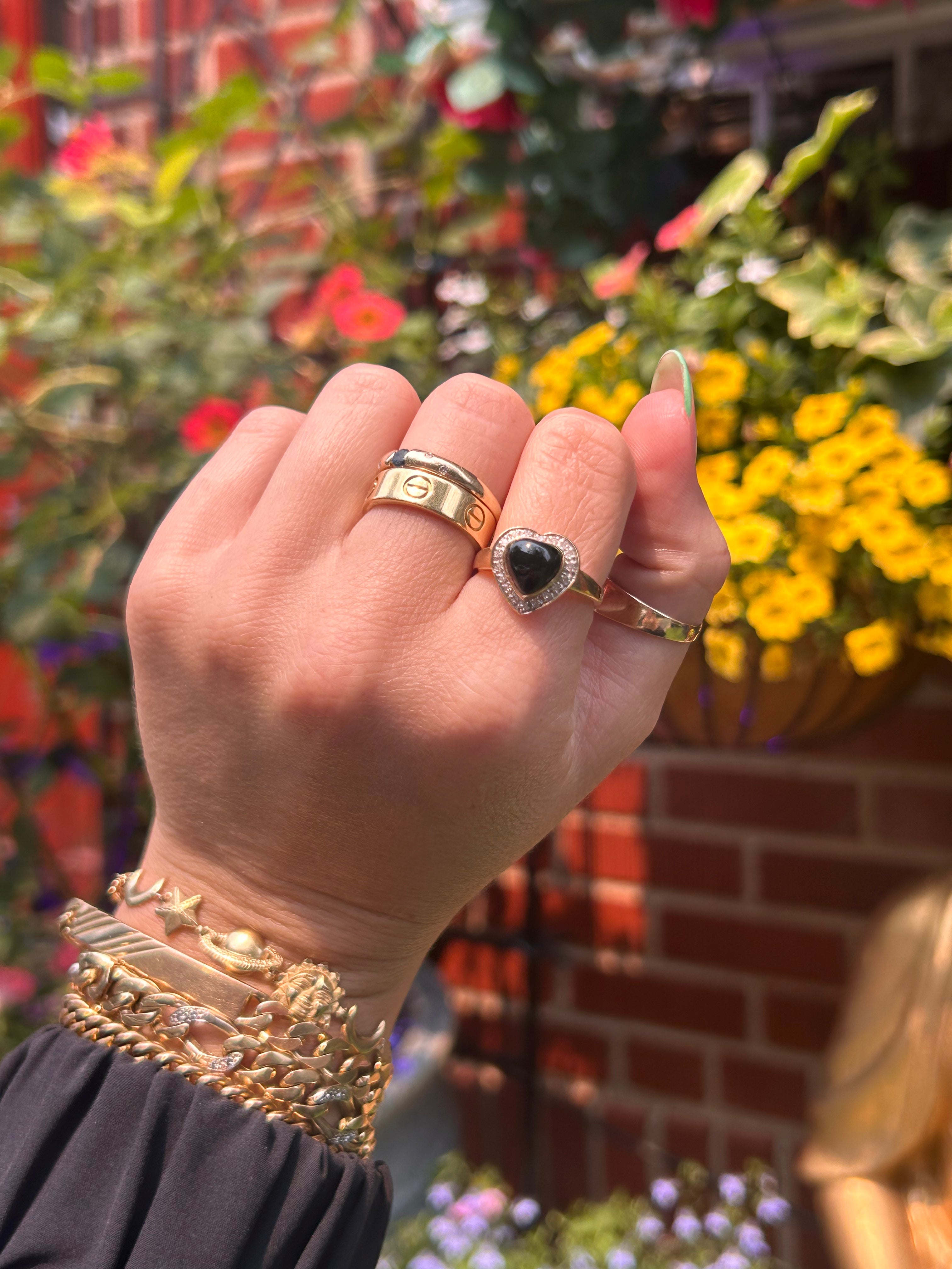 Onyx Diamond Heart Ring