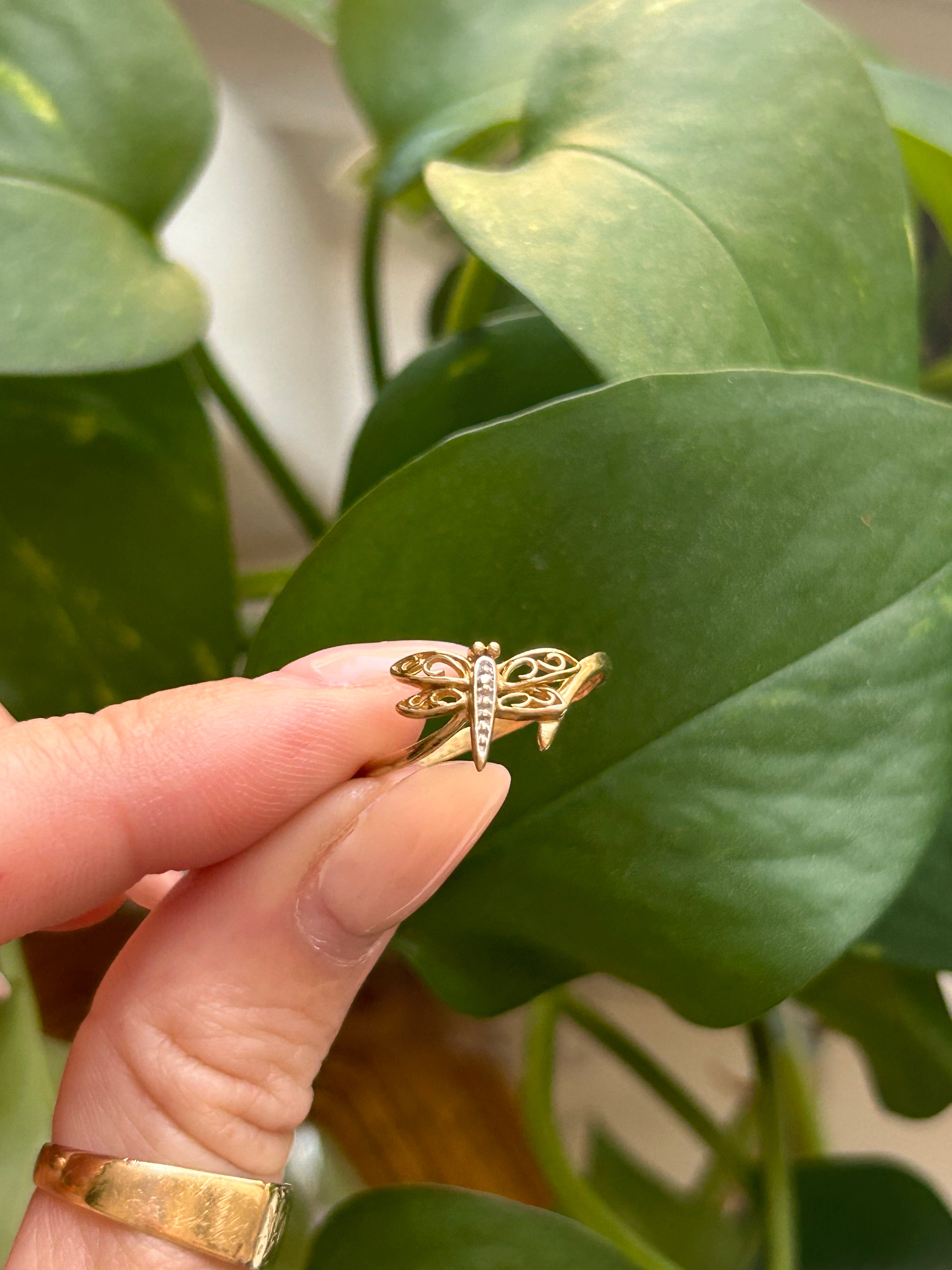 Diamond Dragonfly Ring