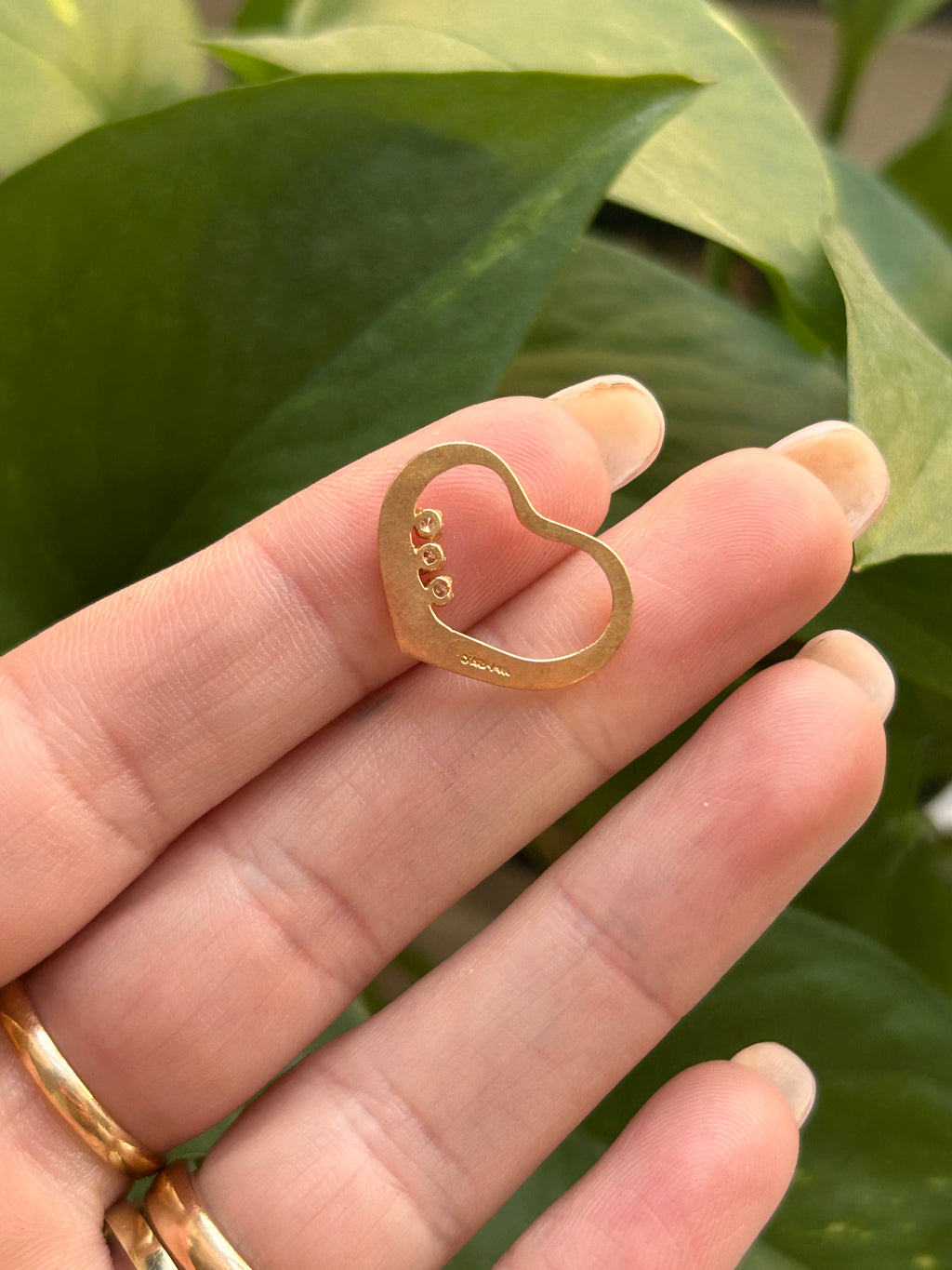 Open Heart Three Diamond Charm