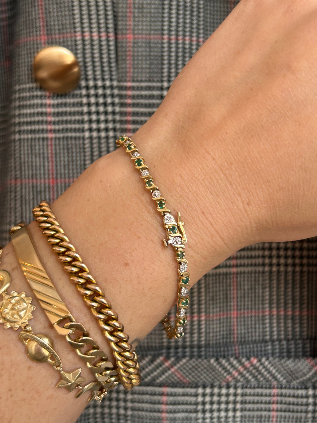 Dainty Emerald Diamond Tennis Bracelet