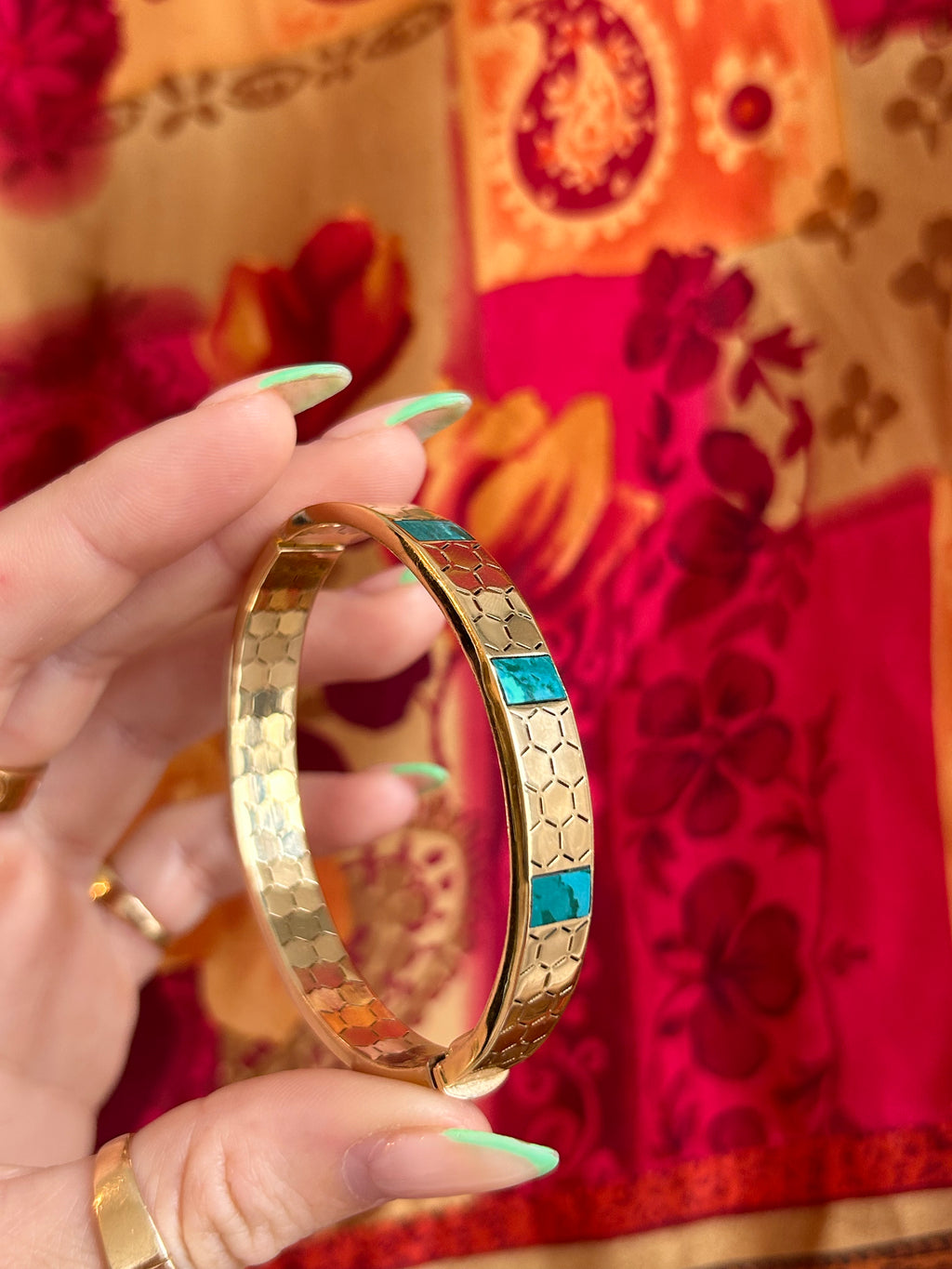 Honeycomb Turquoise Bangle