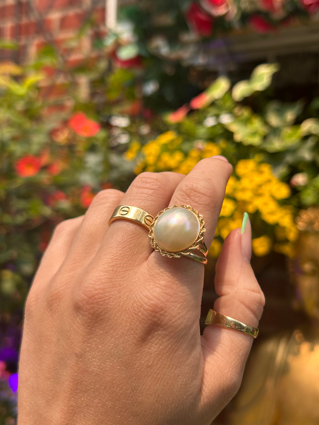 Mother of Pearl Planet Ring