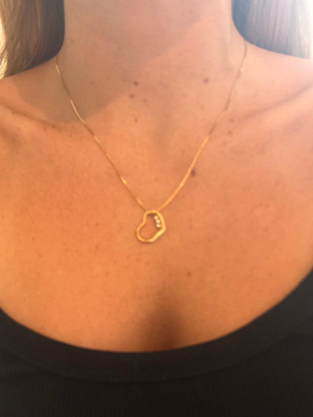 Open Heart Three Diamond Charm