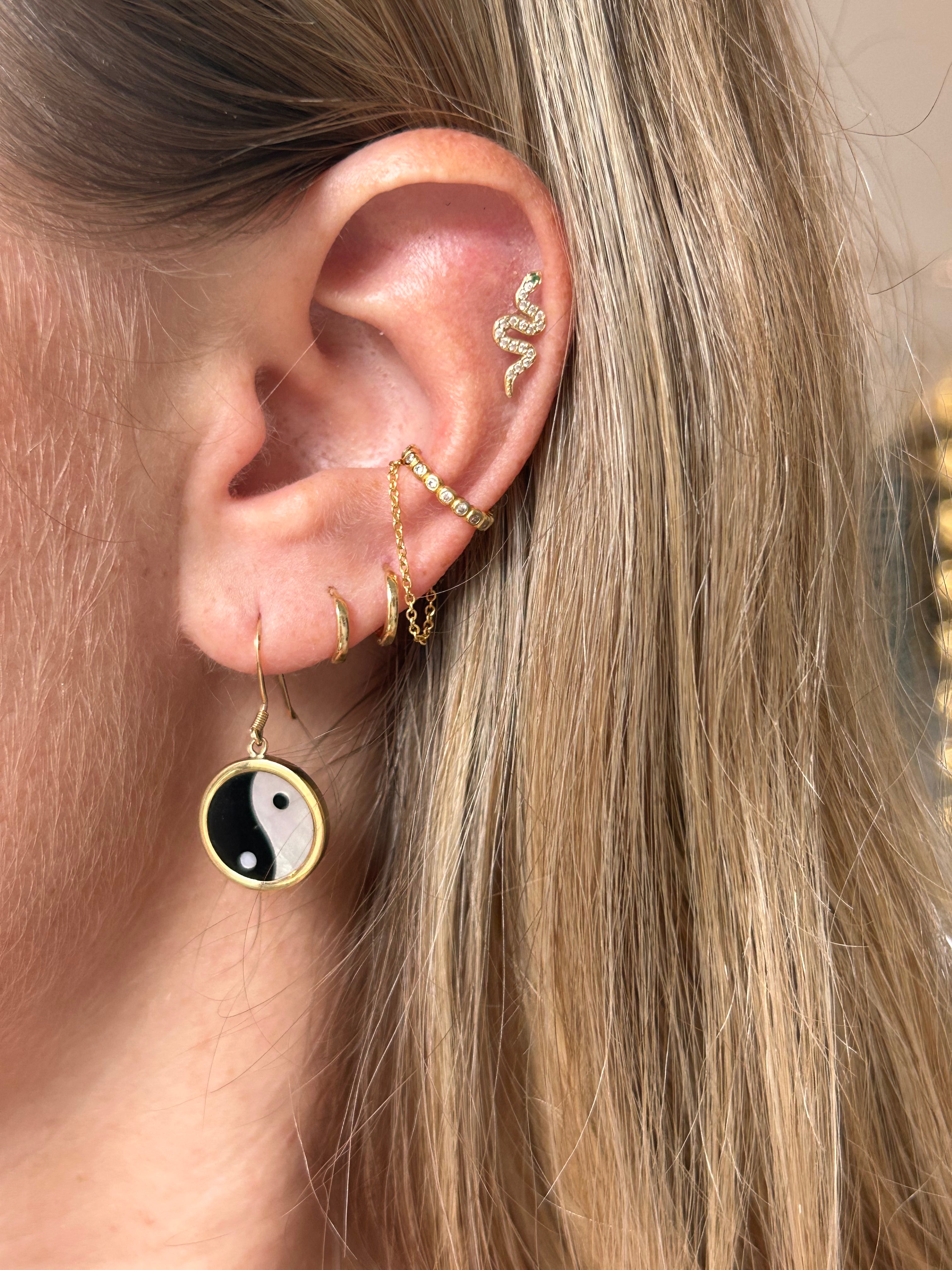 Yin & Yang Bezel Earrings