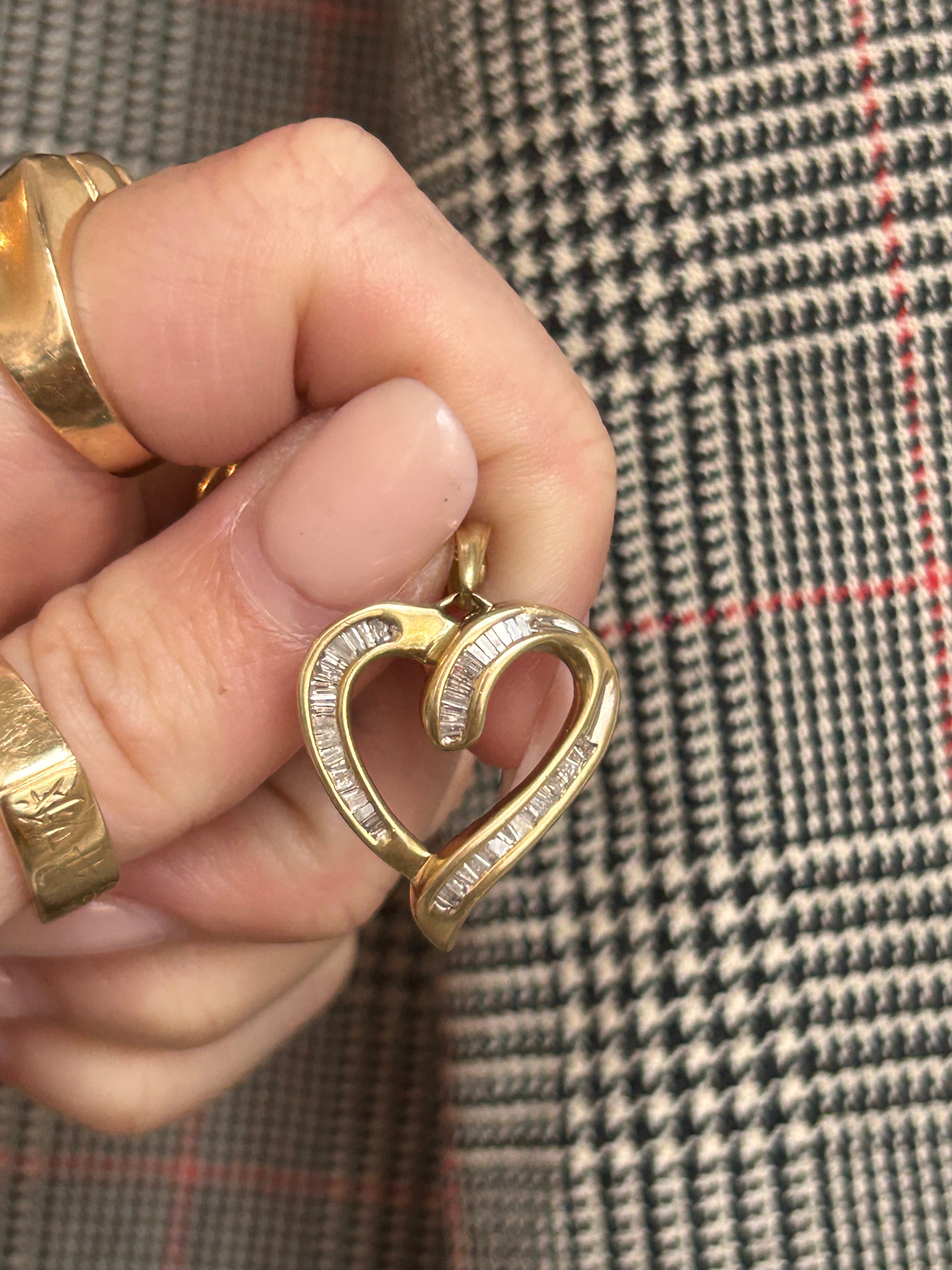 Diamond Baguette Heart Charm