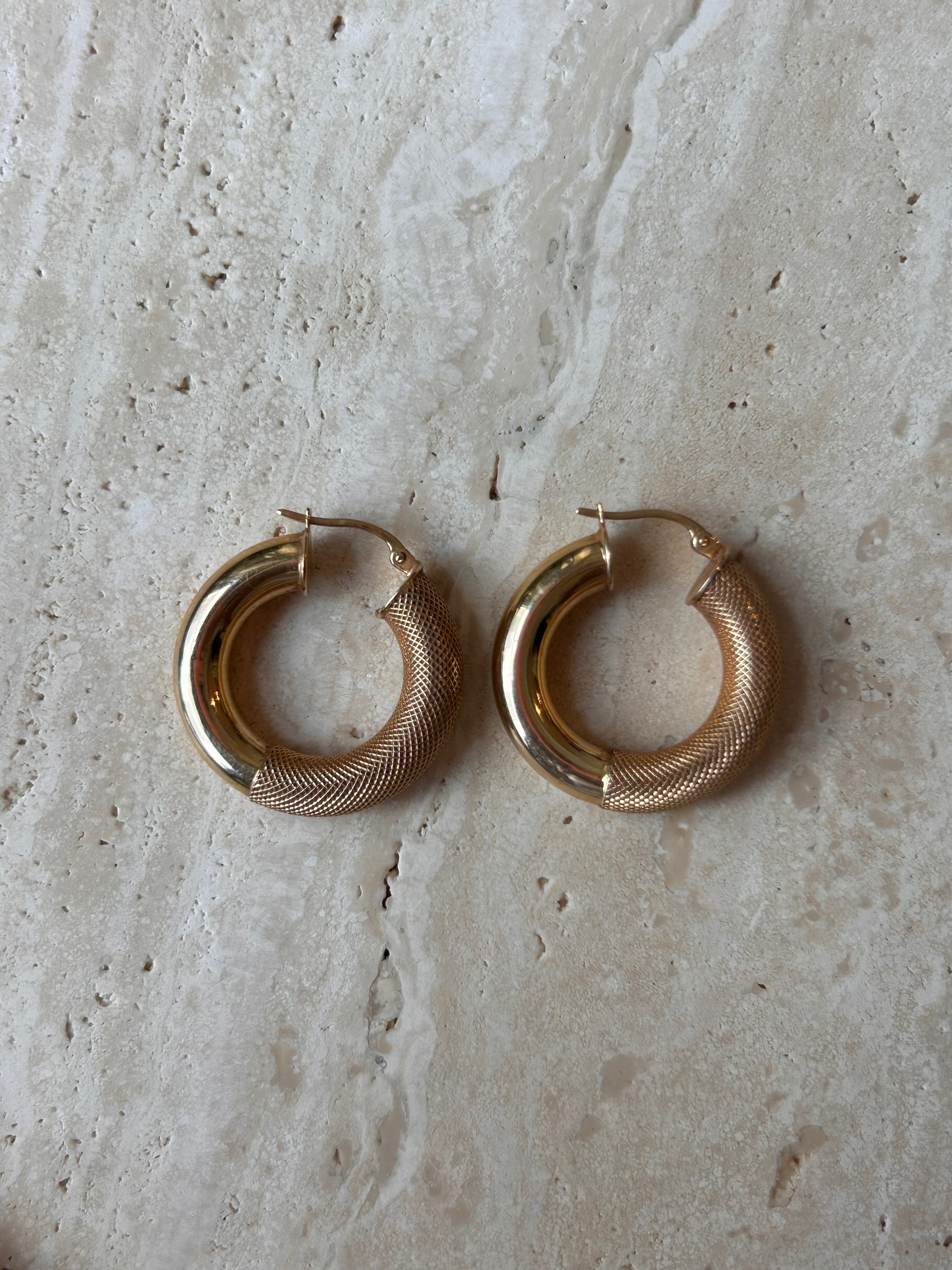 Textured Shiny Chubby Hoops
