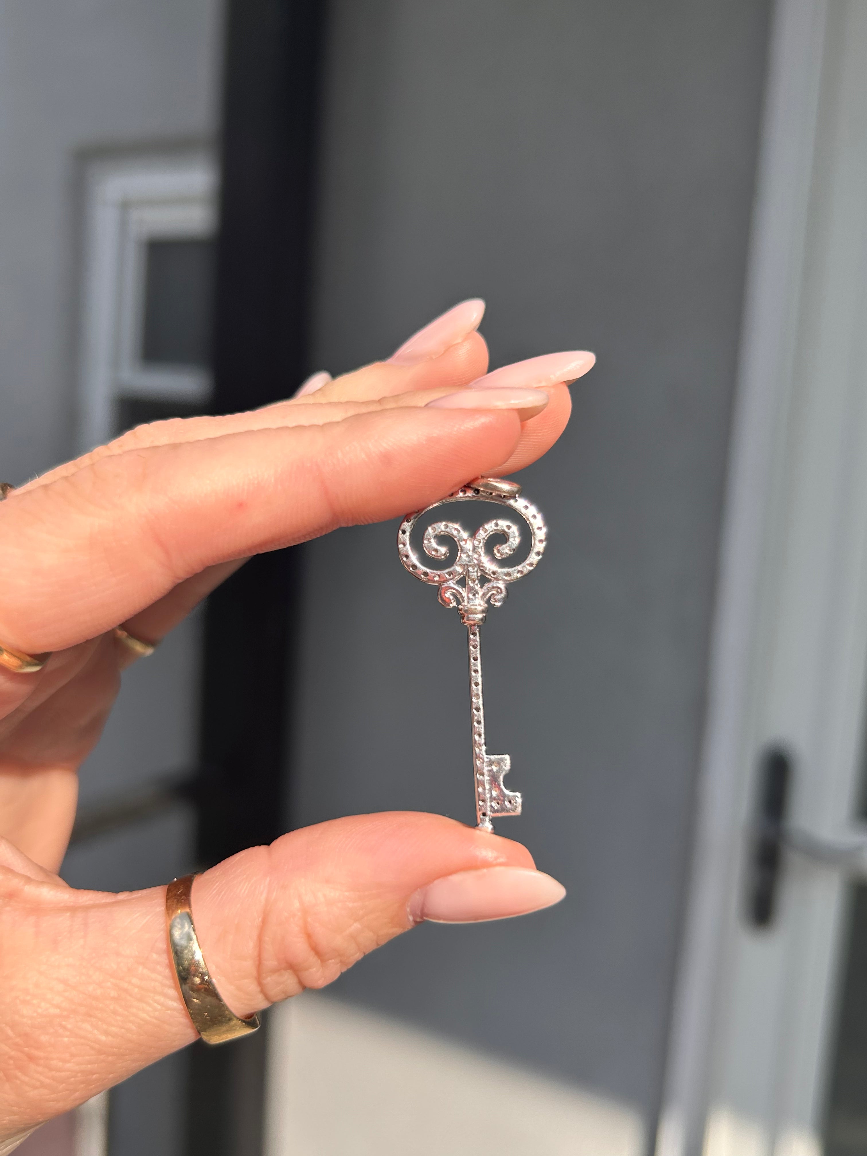 Large Diamond Key Charm