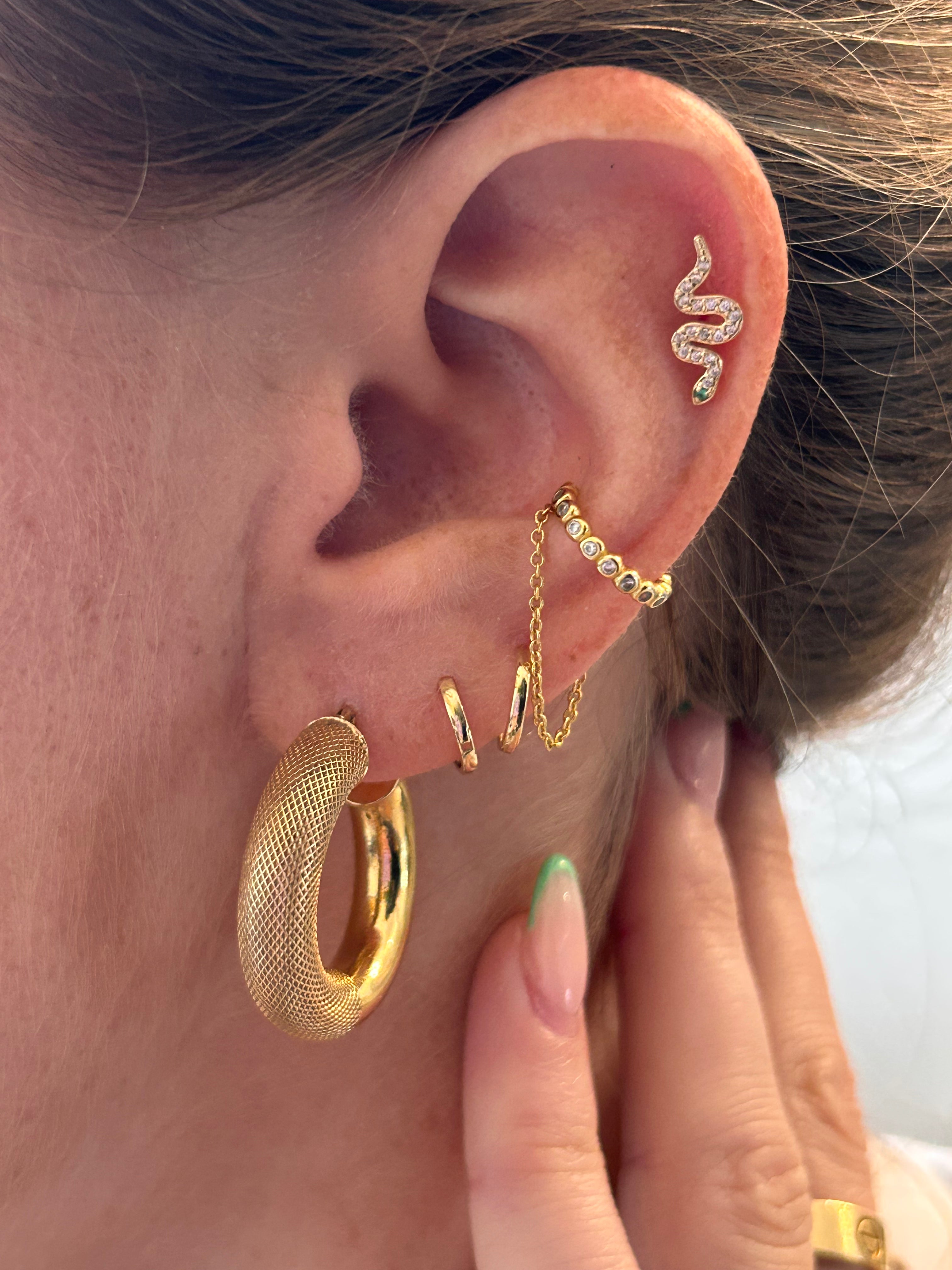 Textured Shiny Chubby Hoops