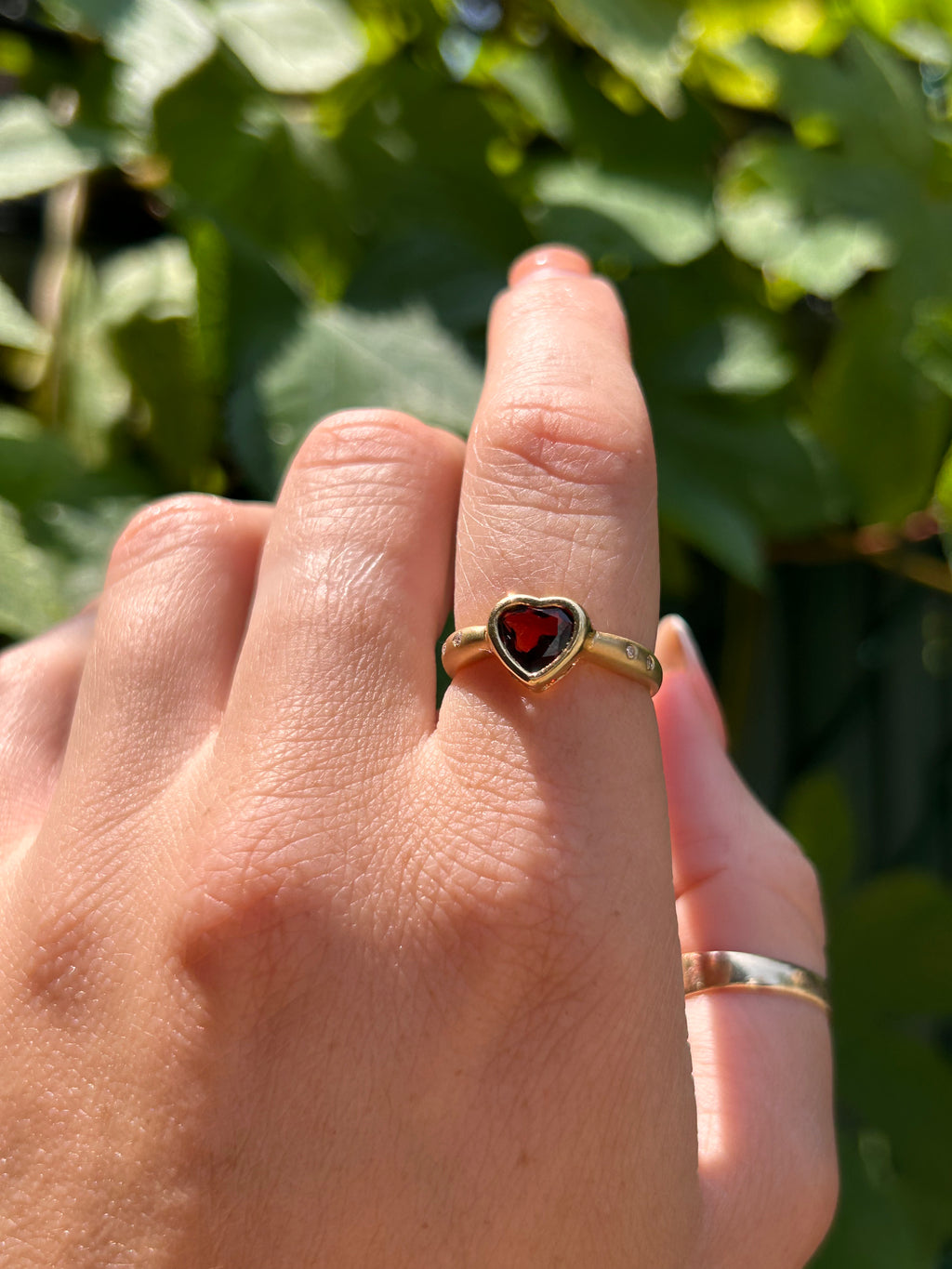 Garnet Heart Ring