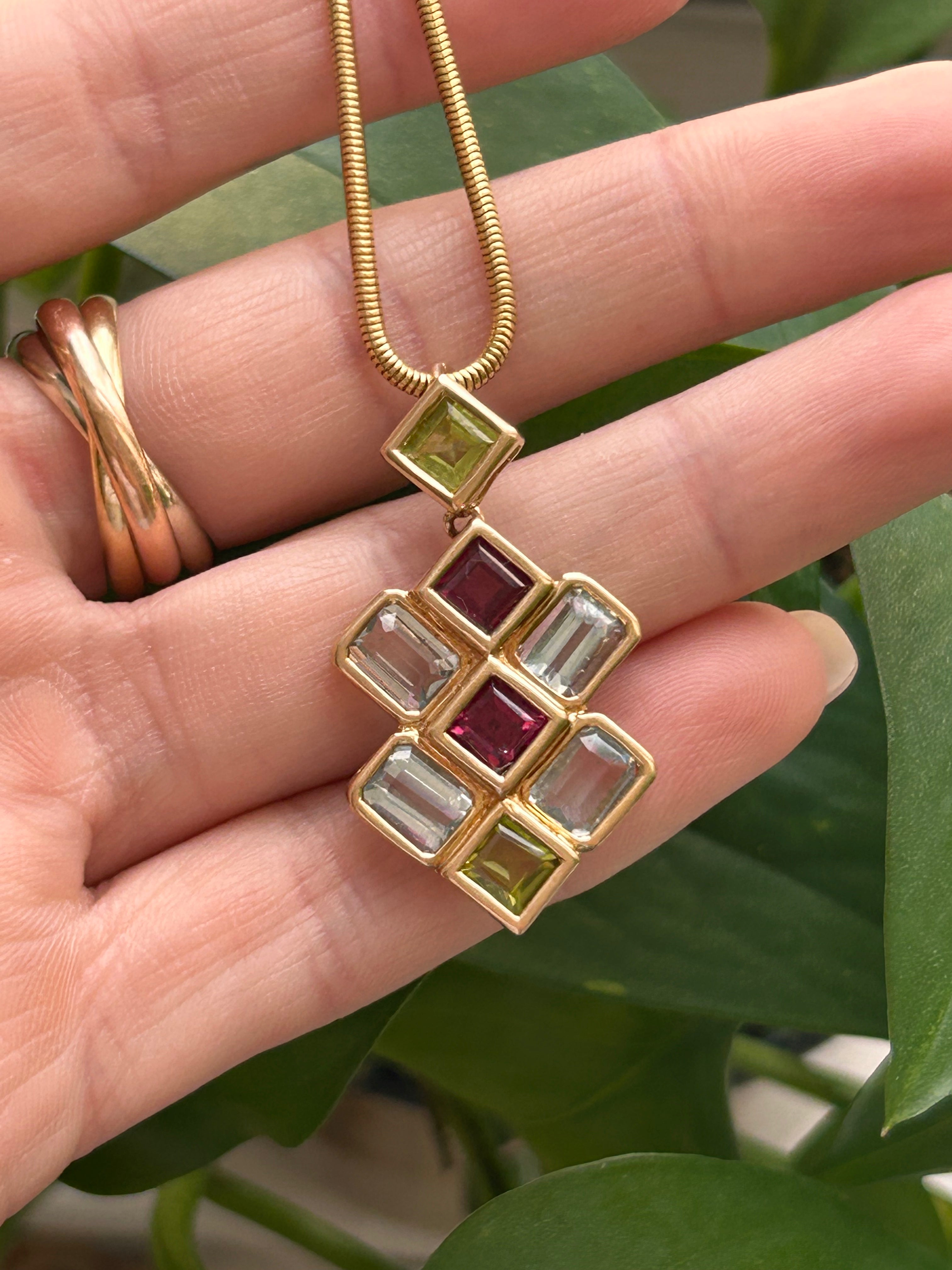 Geometric Gemstone Pendant