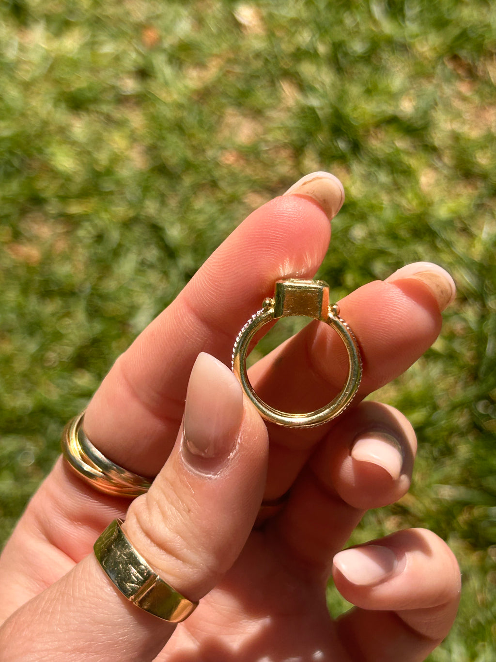 Green Sapphire Two Tone Ring