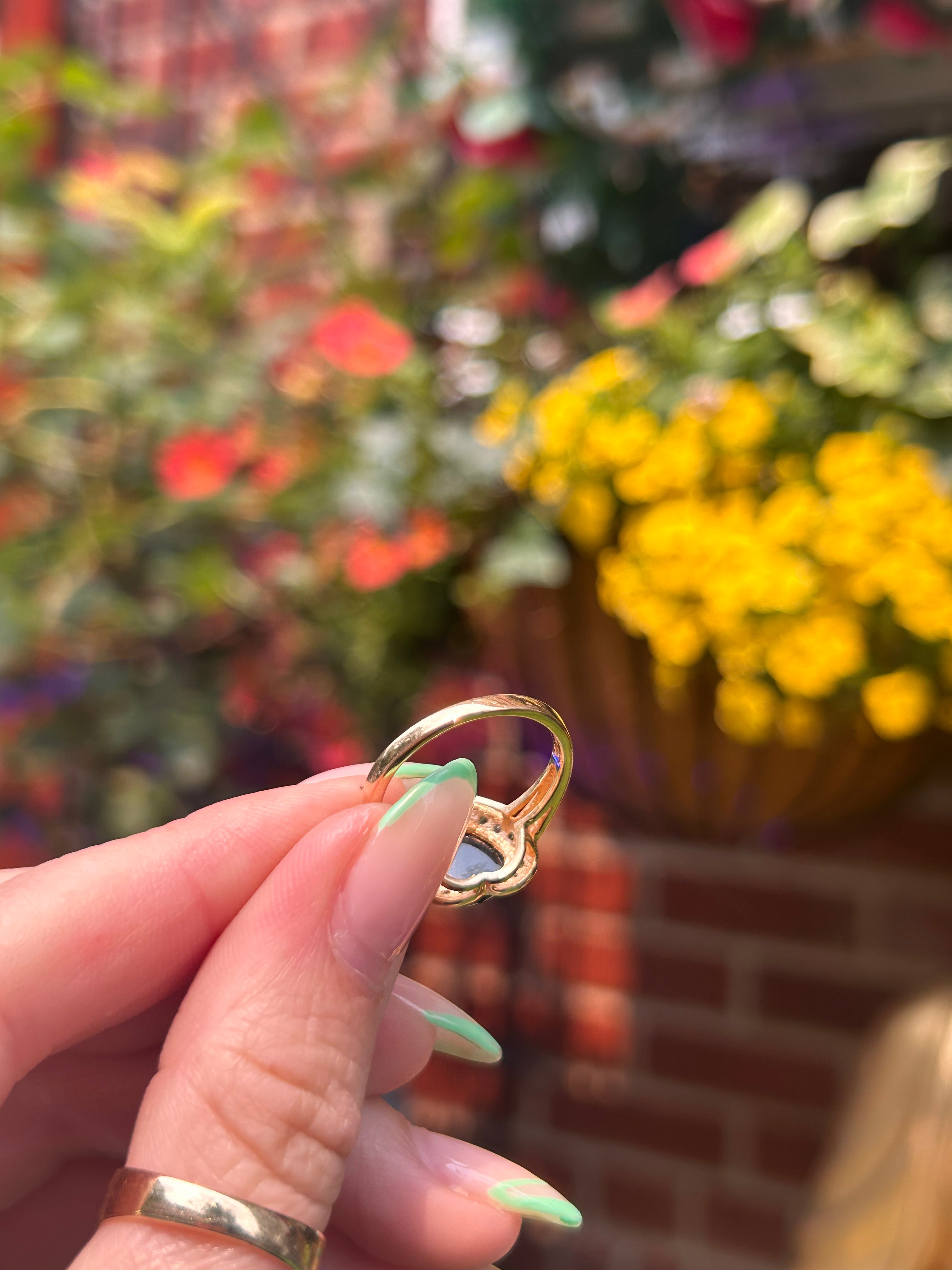 Onyx Diamond Heart Ring