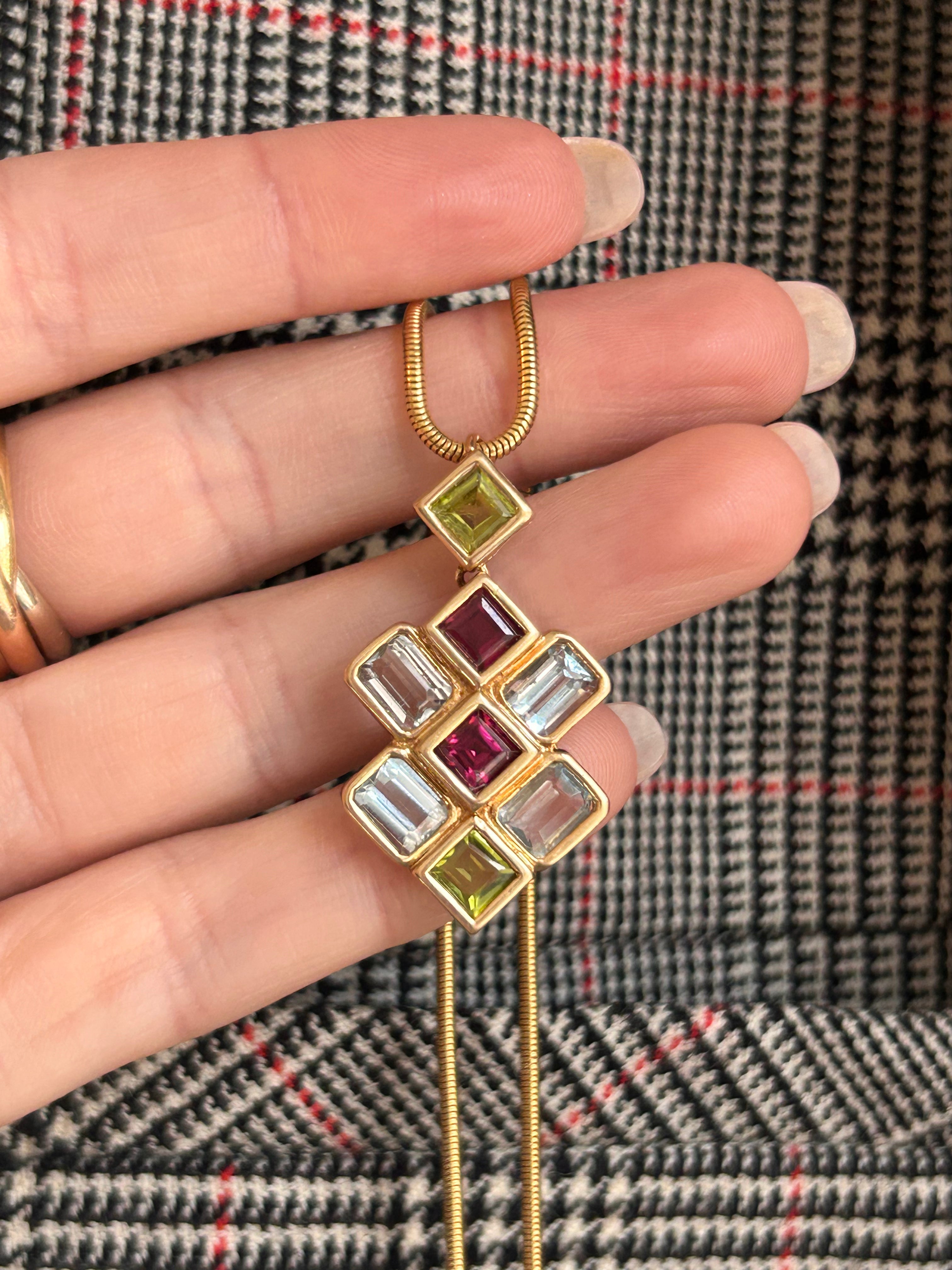 Geometric Gemstone Pendant