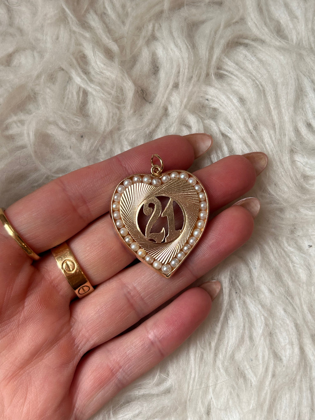 Twenty One Pearl Heart Charm