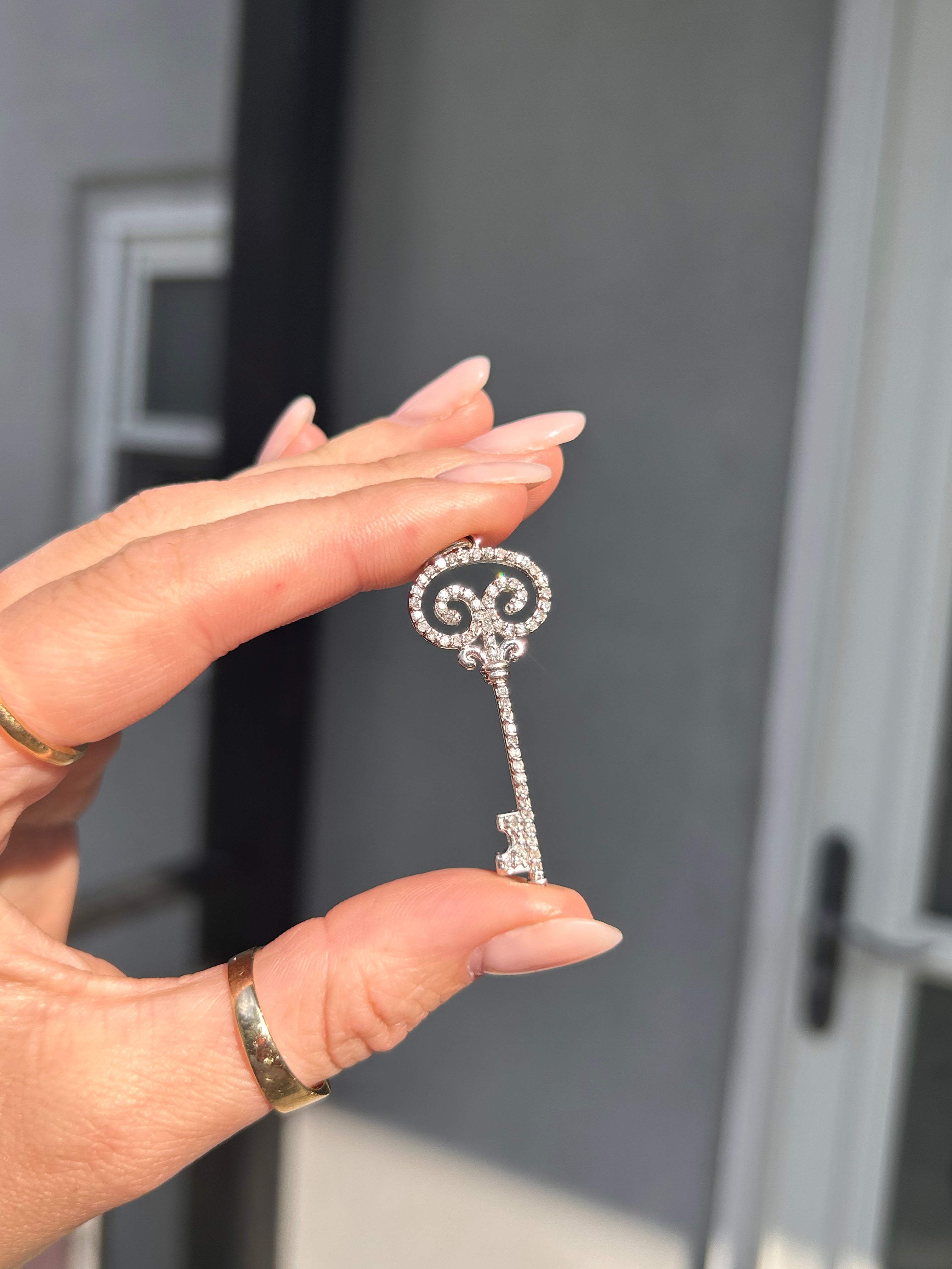 Large Diamond Key Charm