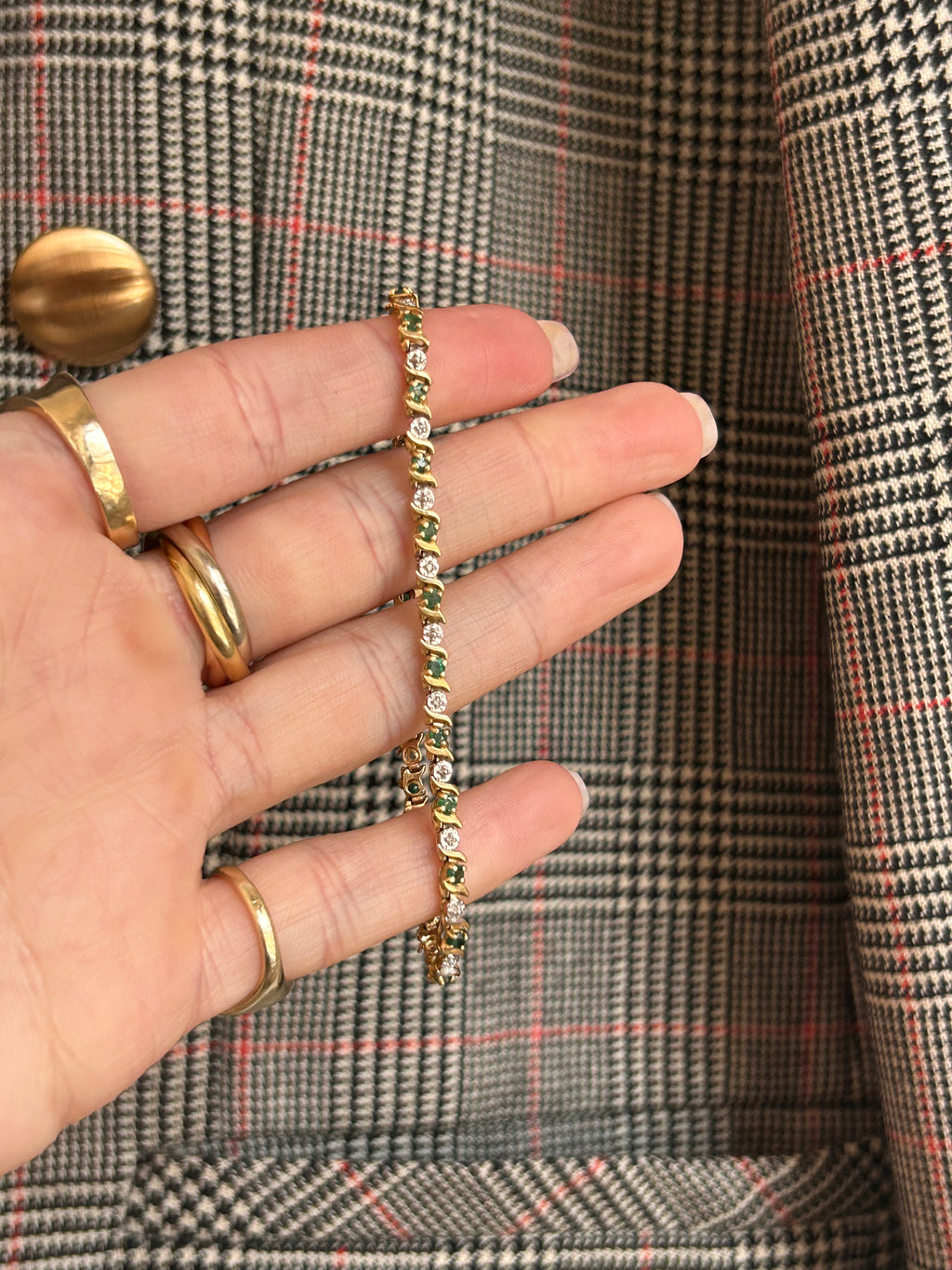 Dainty Emerald Diamond Tennis Bracelet