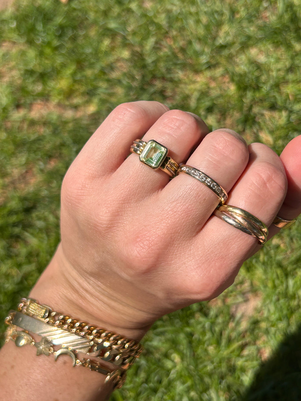 Green Sapphire Two Tone Ring