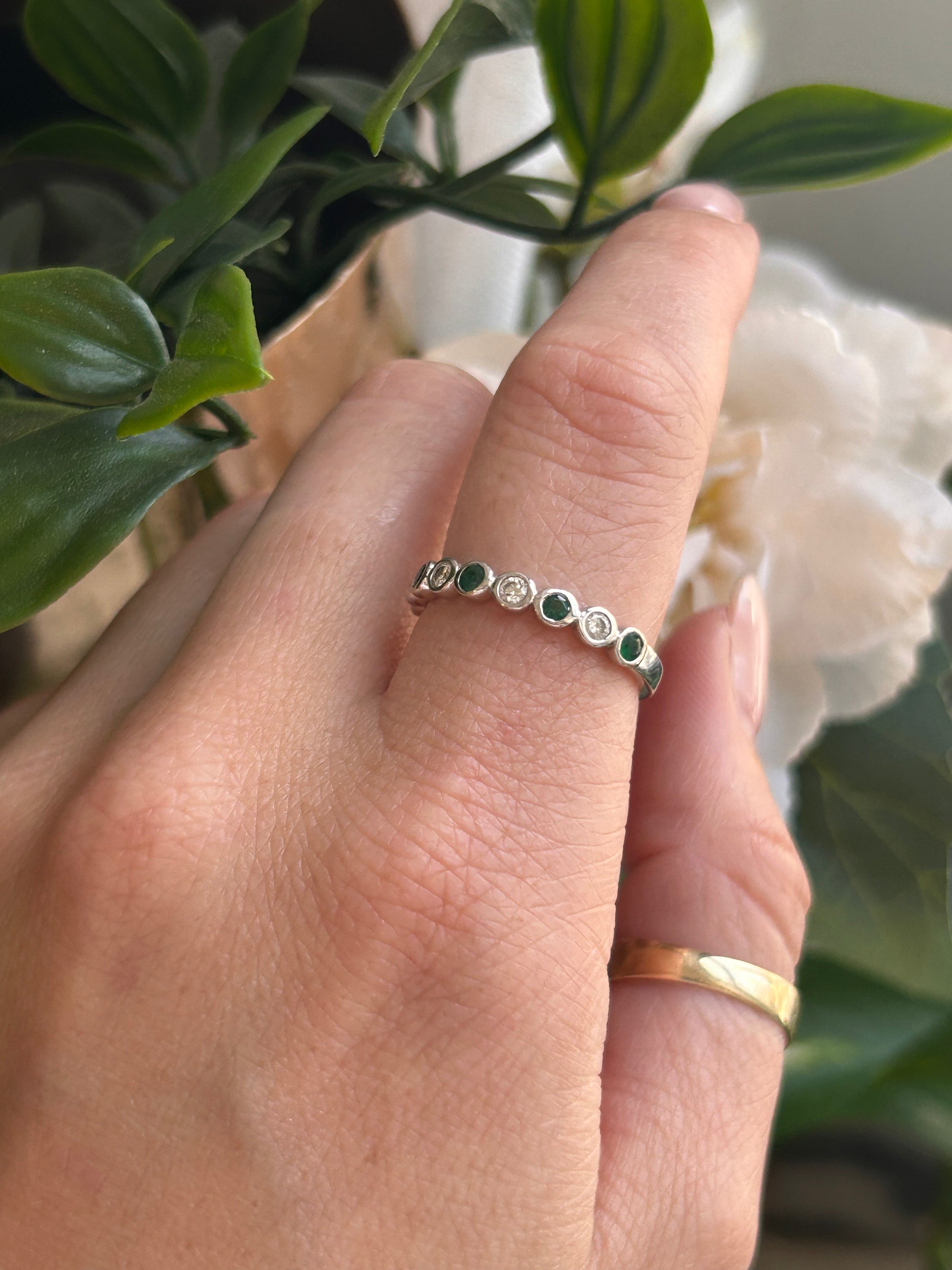 Emerald Diamond Bezel Band