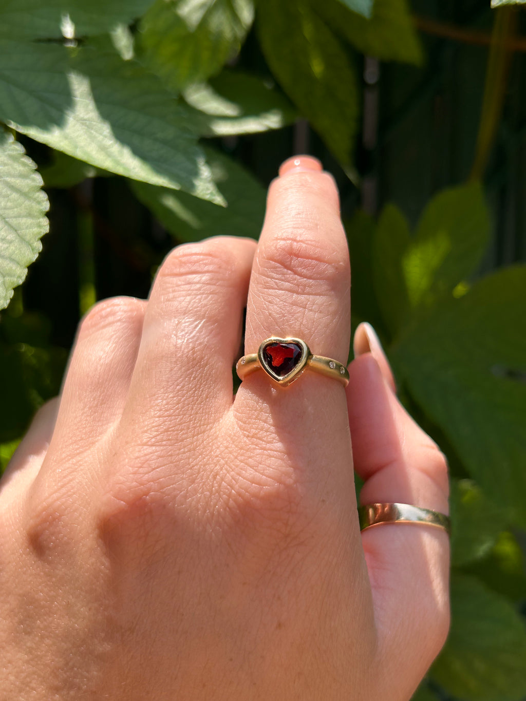 Garnet Heart Ring