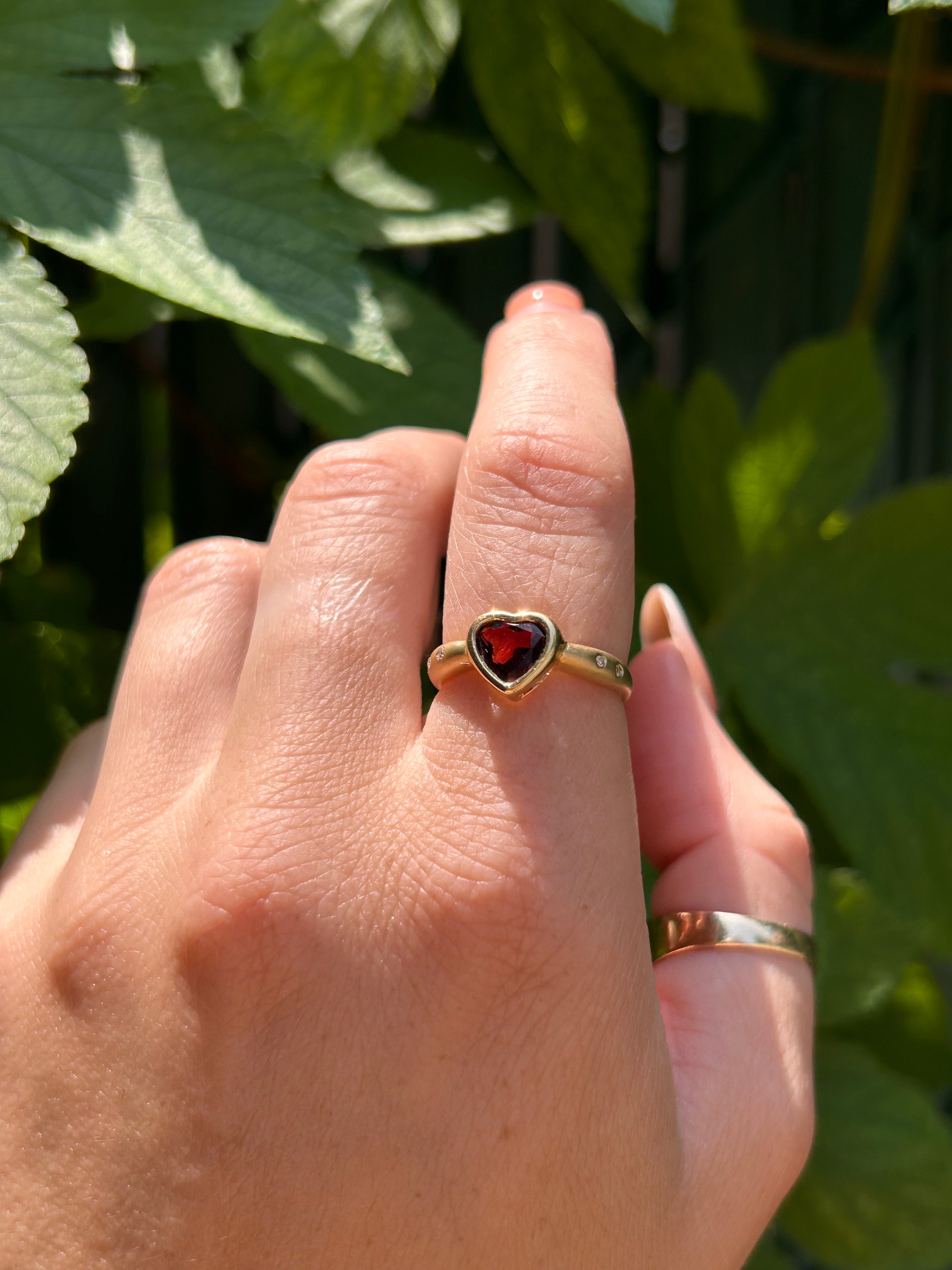 Garnet Heart Ring