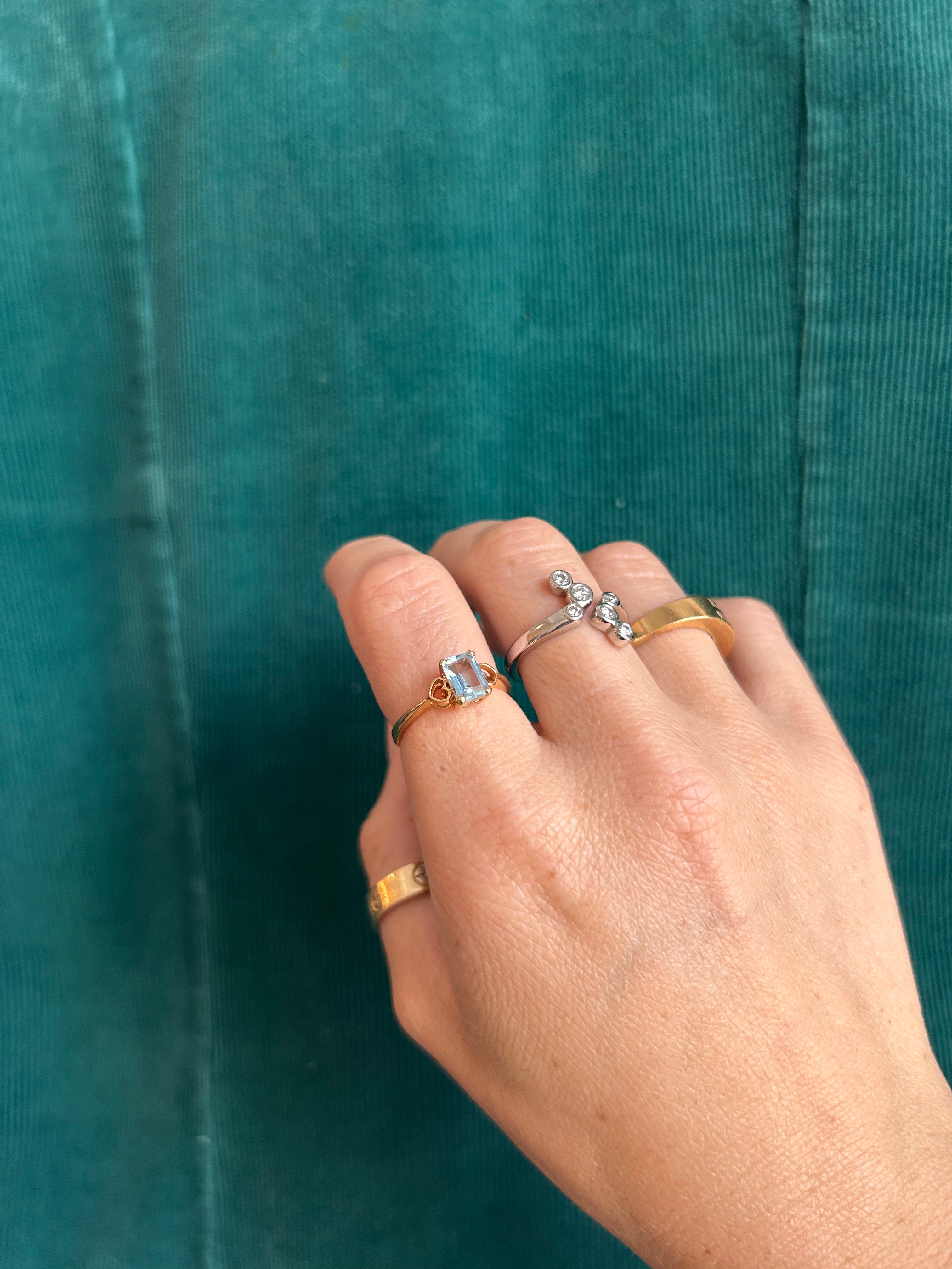 Aquamarine Heart Ring