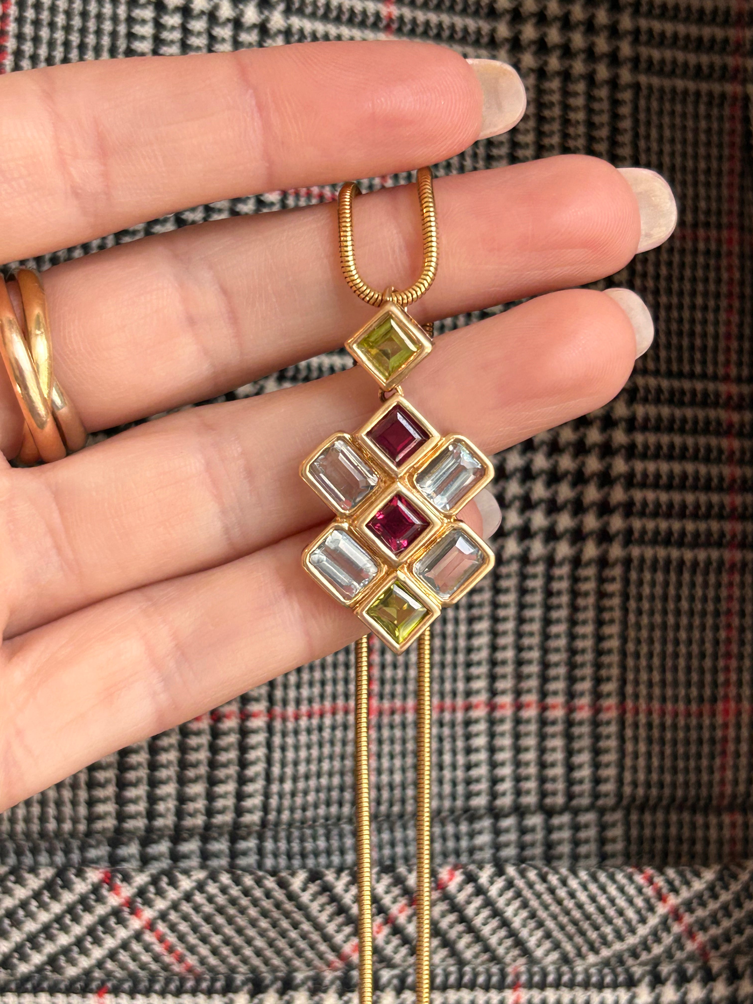 Geometric Gemstone Pendant