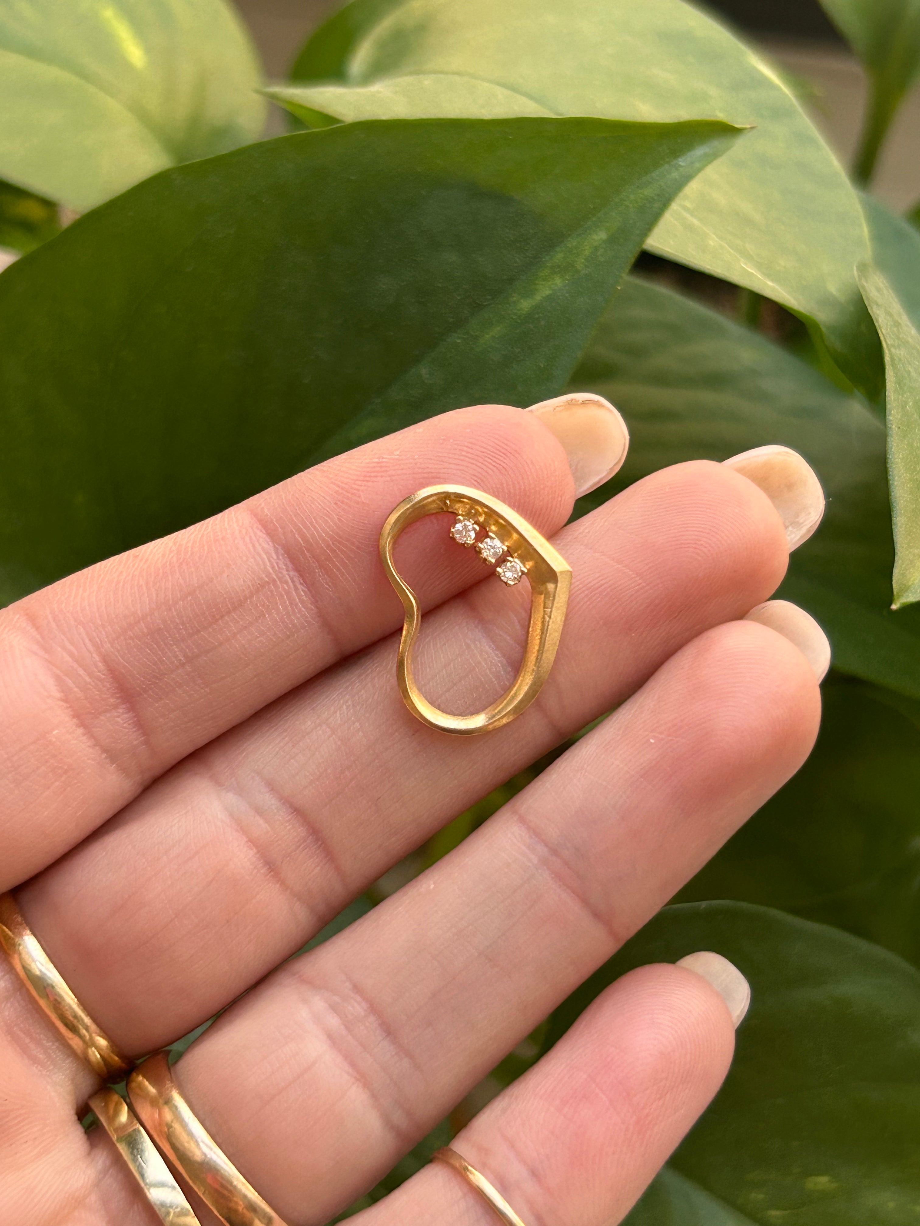 Open Heart Three Diamond Charm