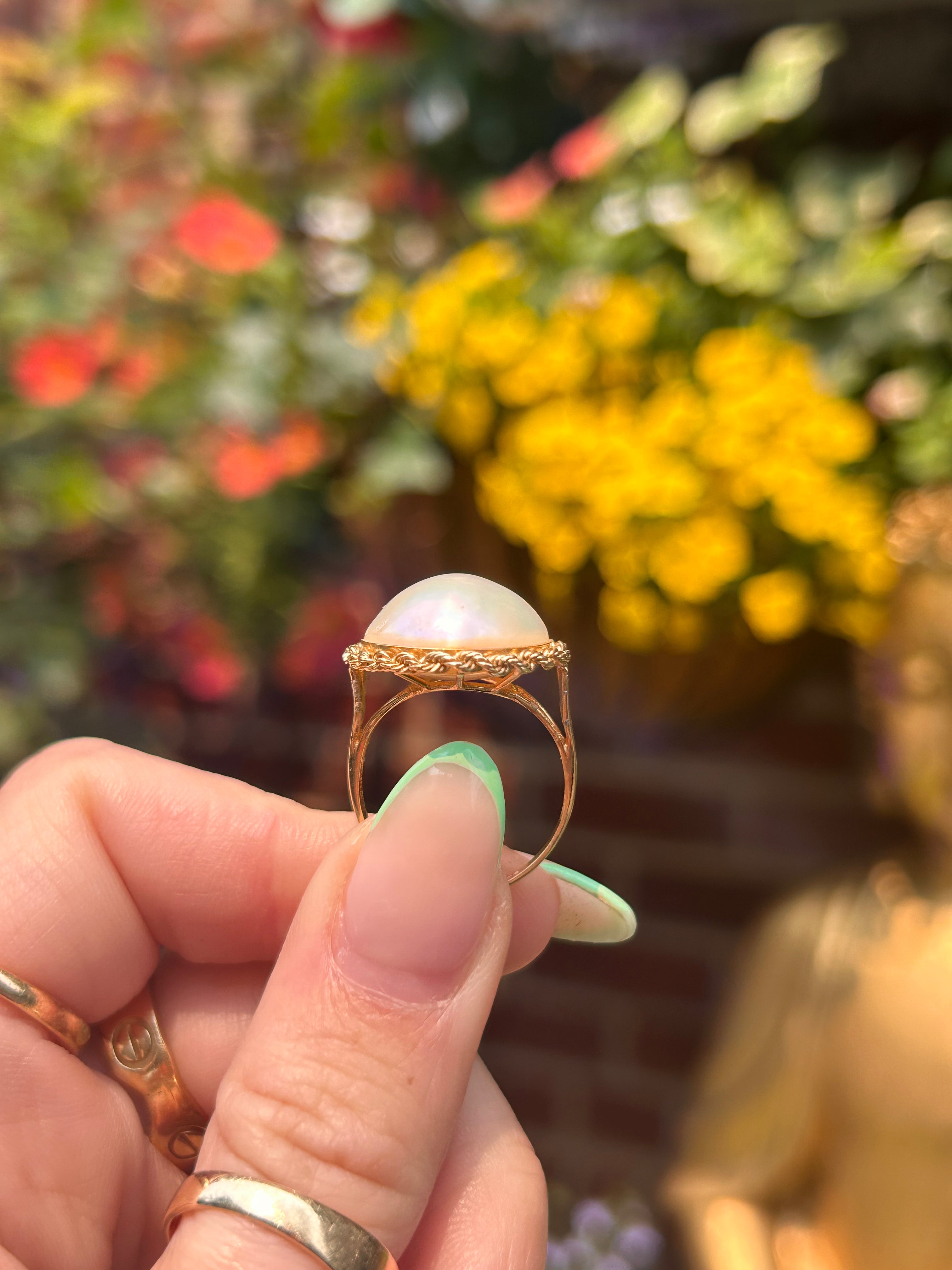 Mother of Pearl Planet Ring