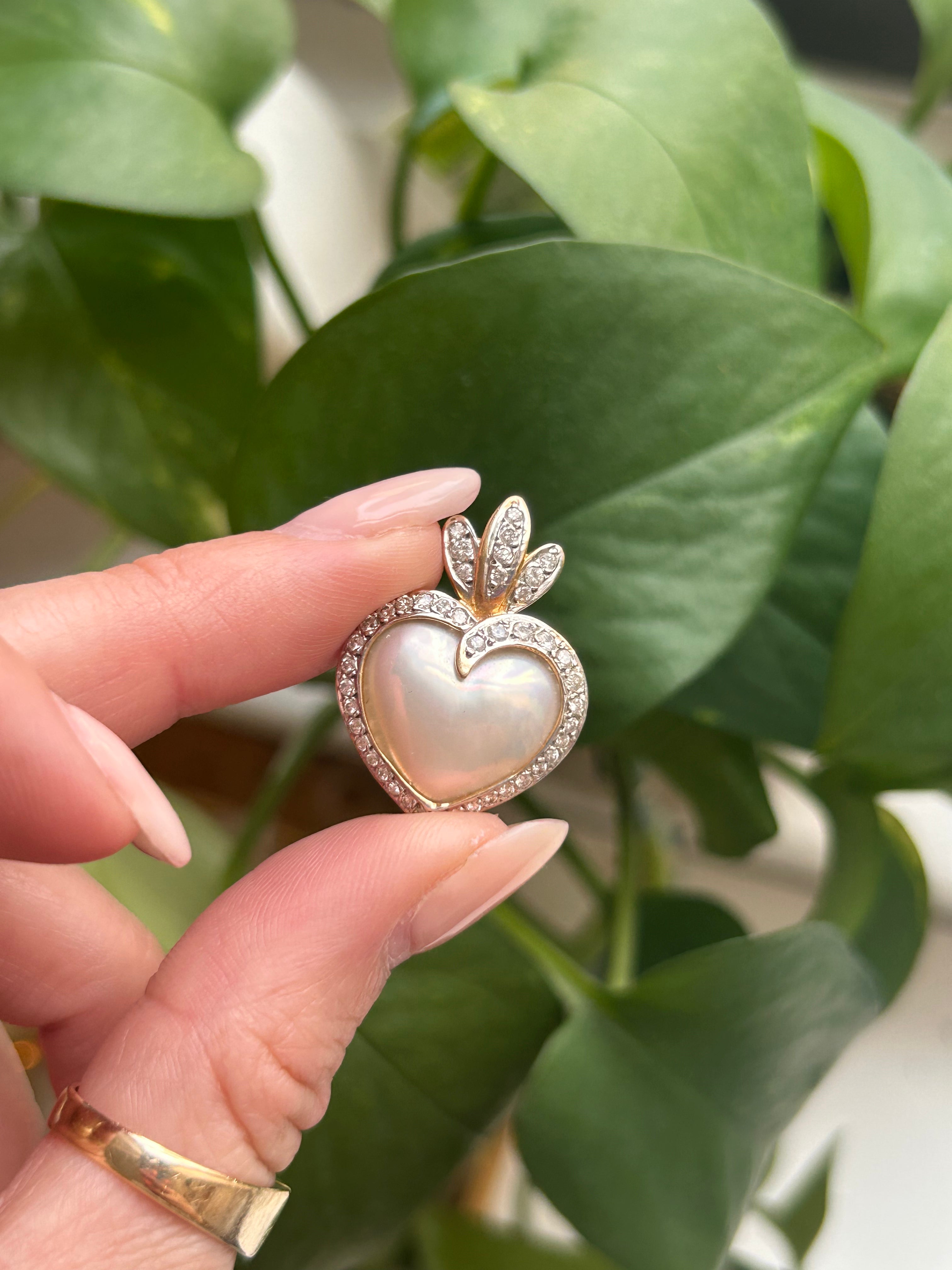 MOP Diamond Heart Charm