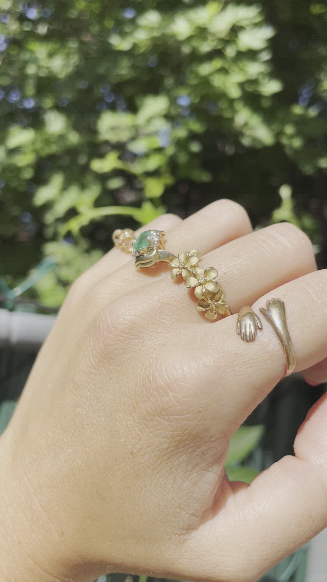 Vintage Emerald & Diamond Ring, size 6