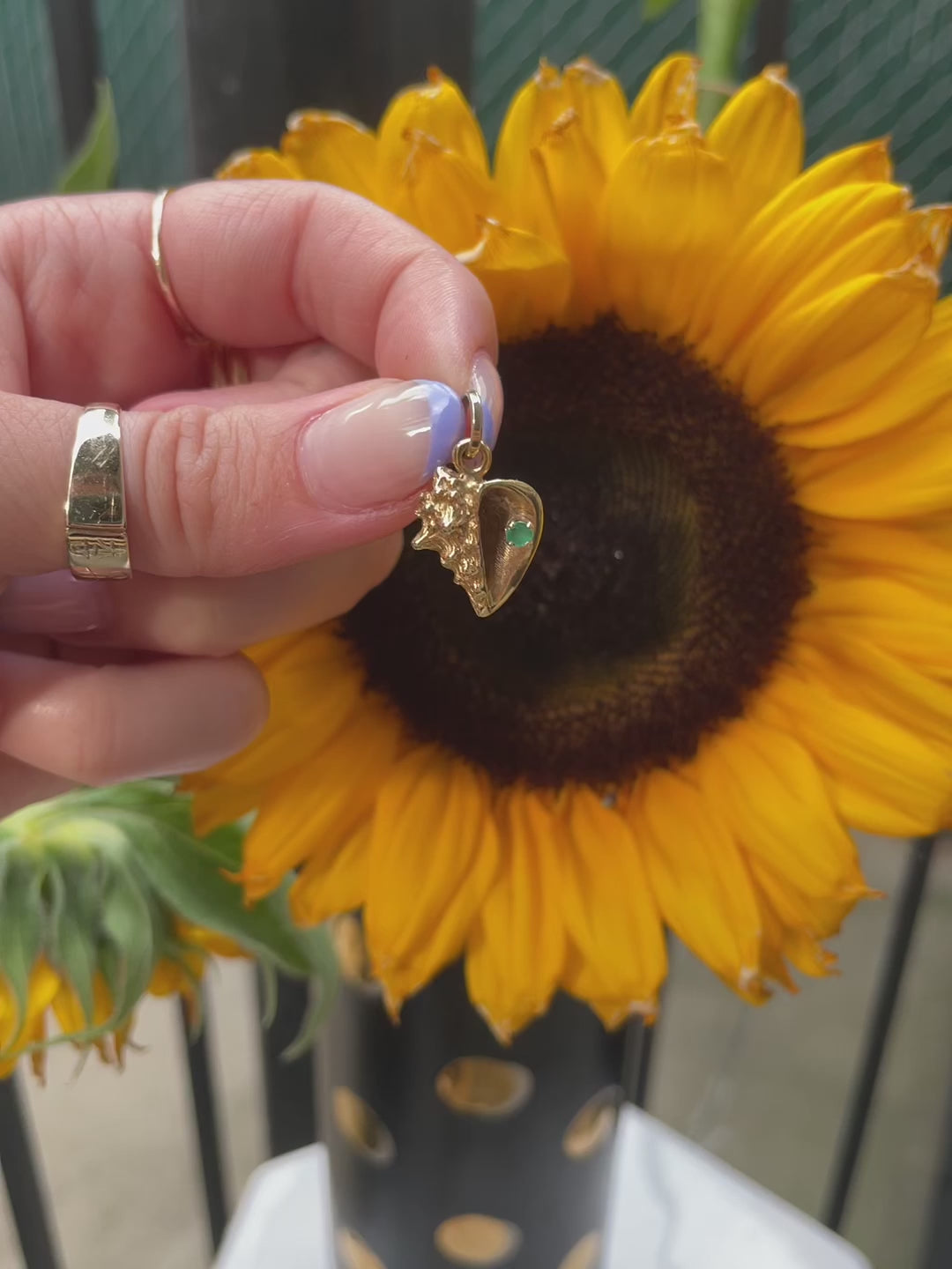 Emerald Conch Charm