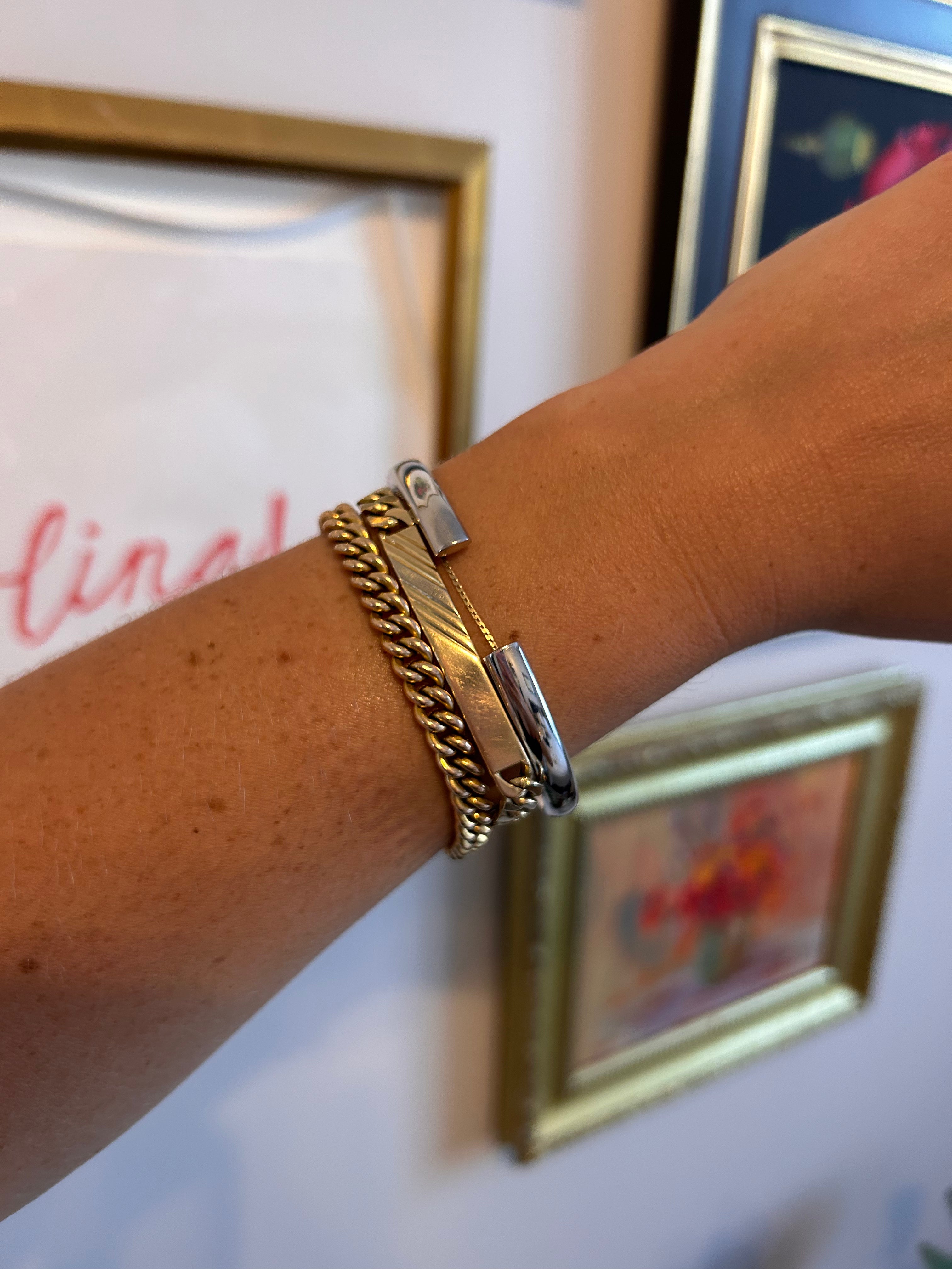 White Gold Snap Bangle