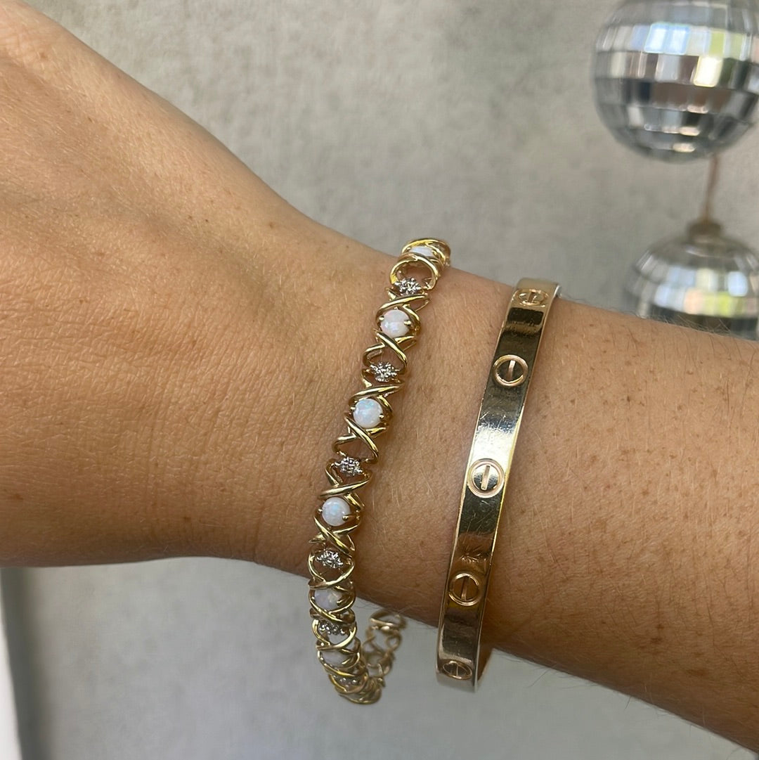 Woven Opal & Diamond Bracelet