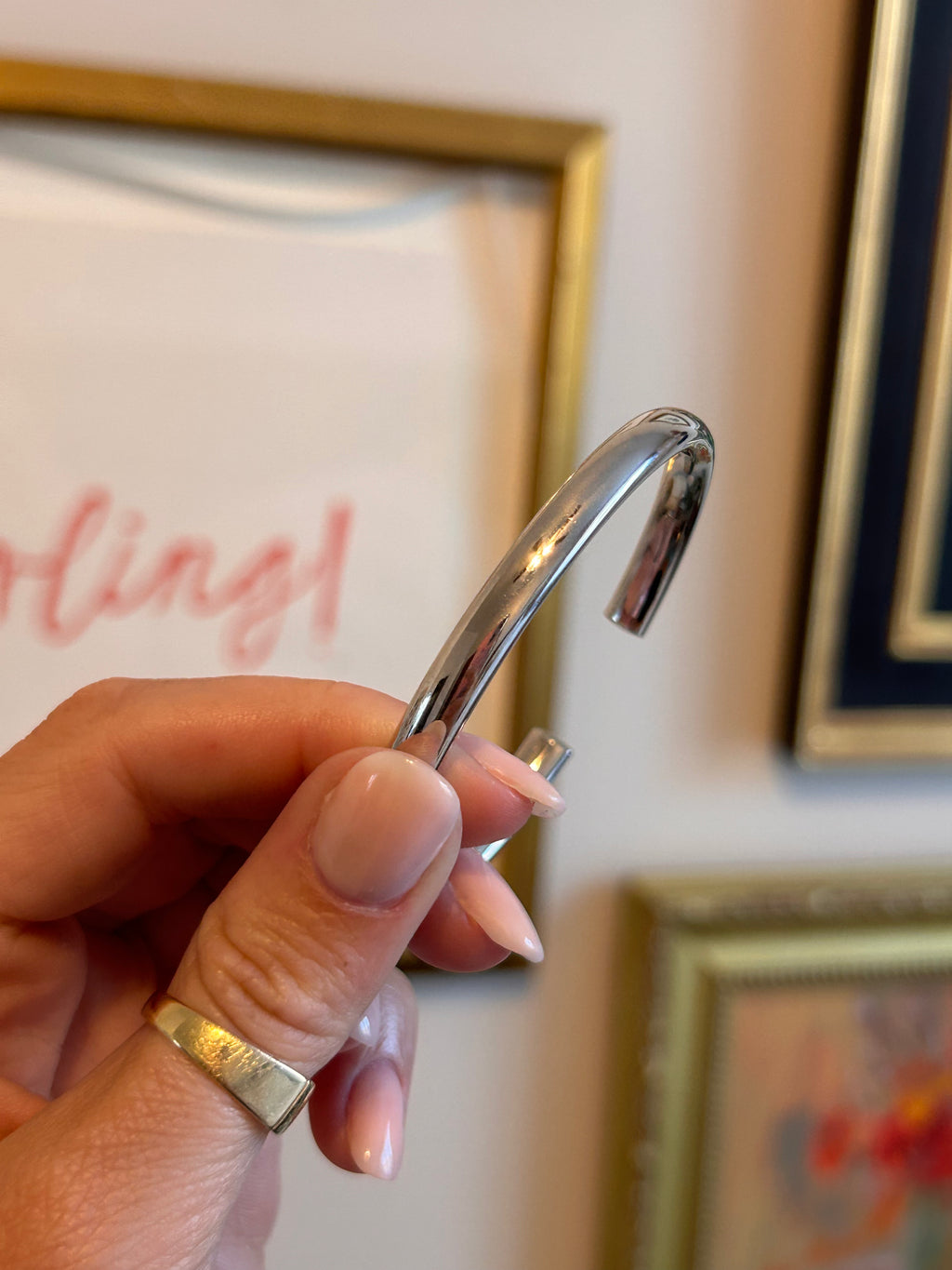 White Gold Snap Bangle