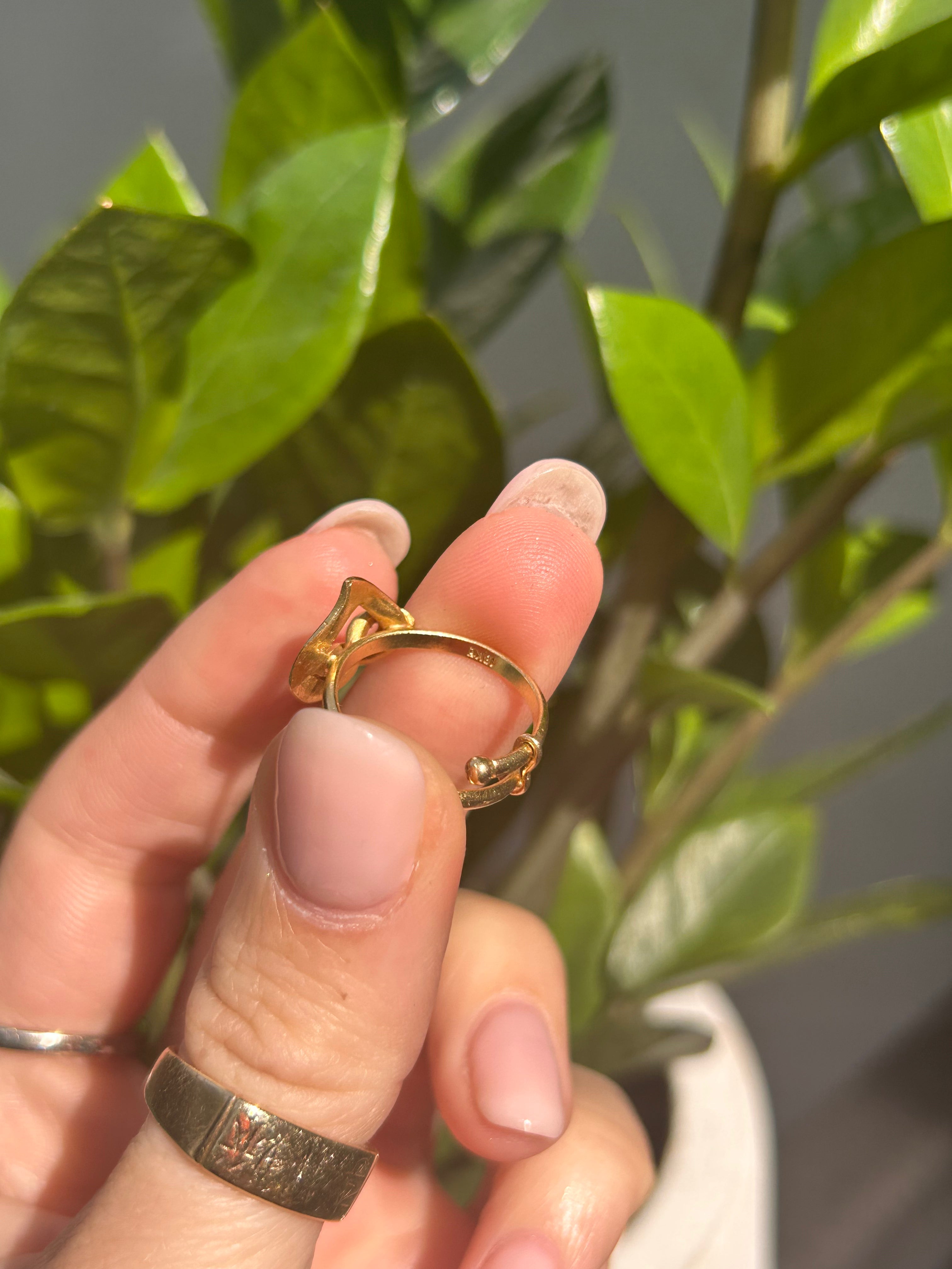 Knotted Heart Adjustable Ring