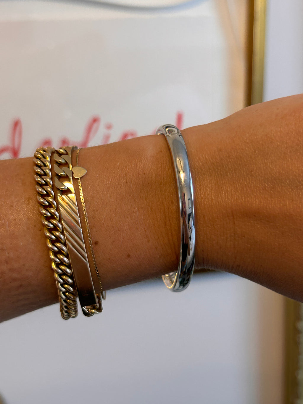White Gold Snap Bangle