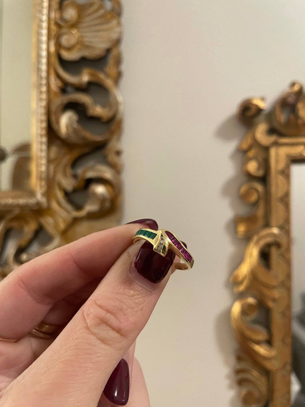 Vintage Ruby, Emerald & Diamond Ring