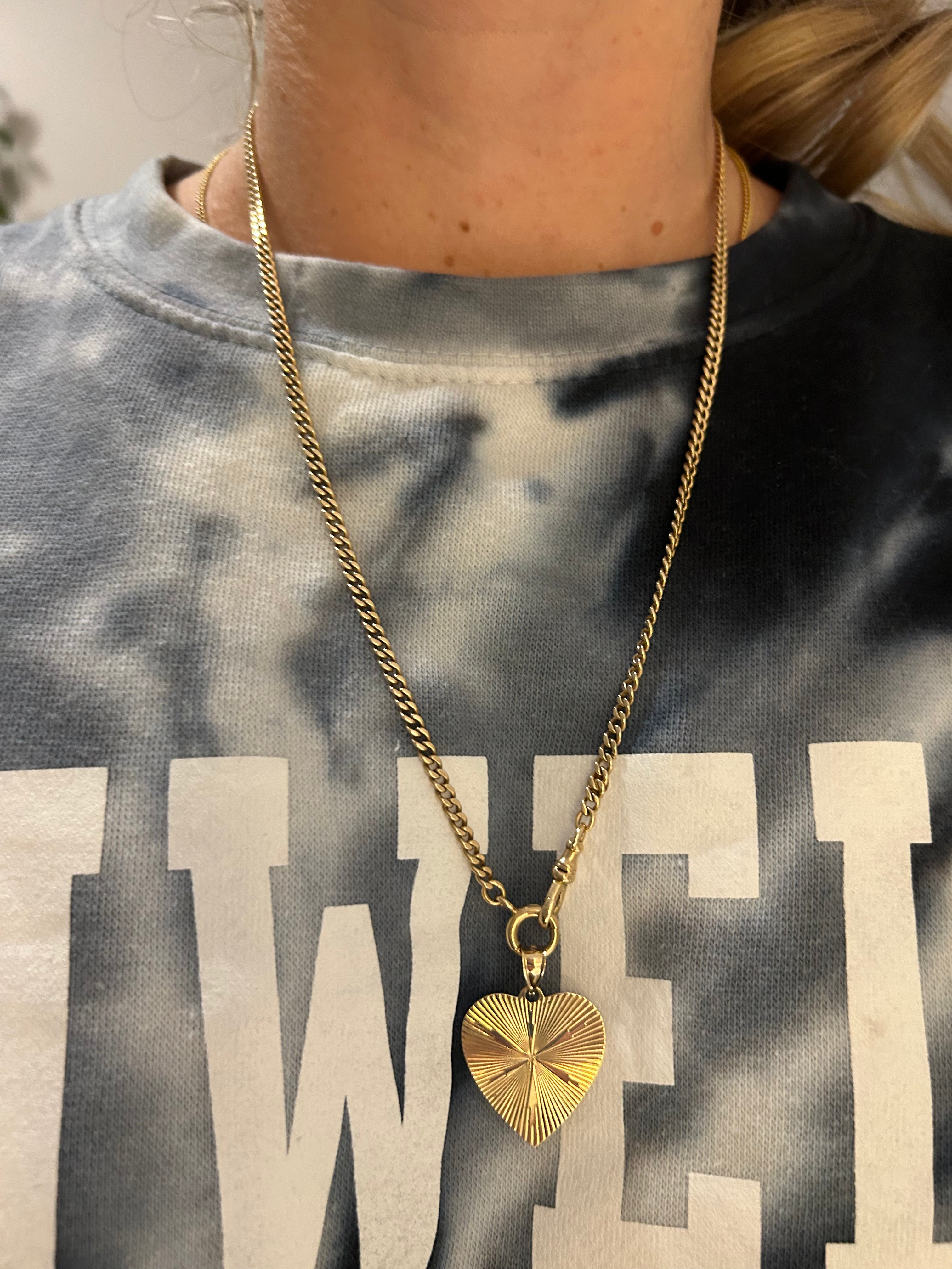 Engine Turned Heart Charm