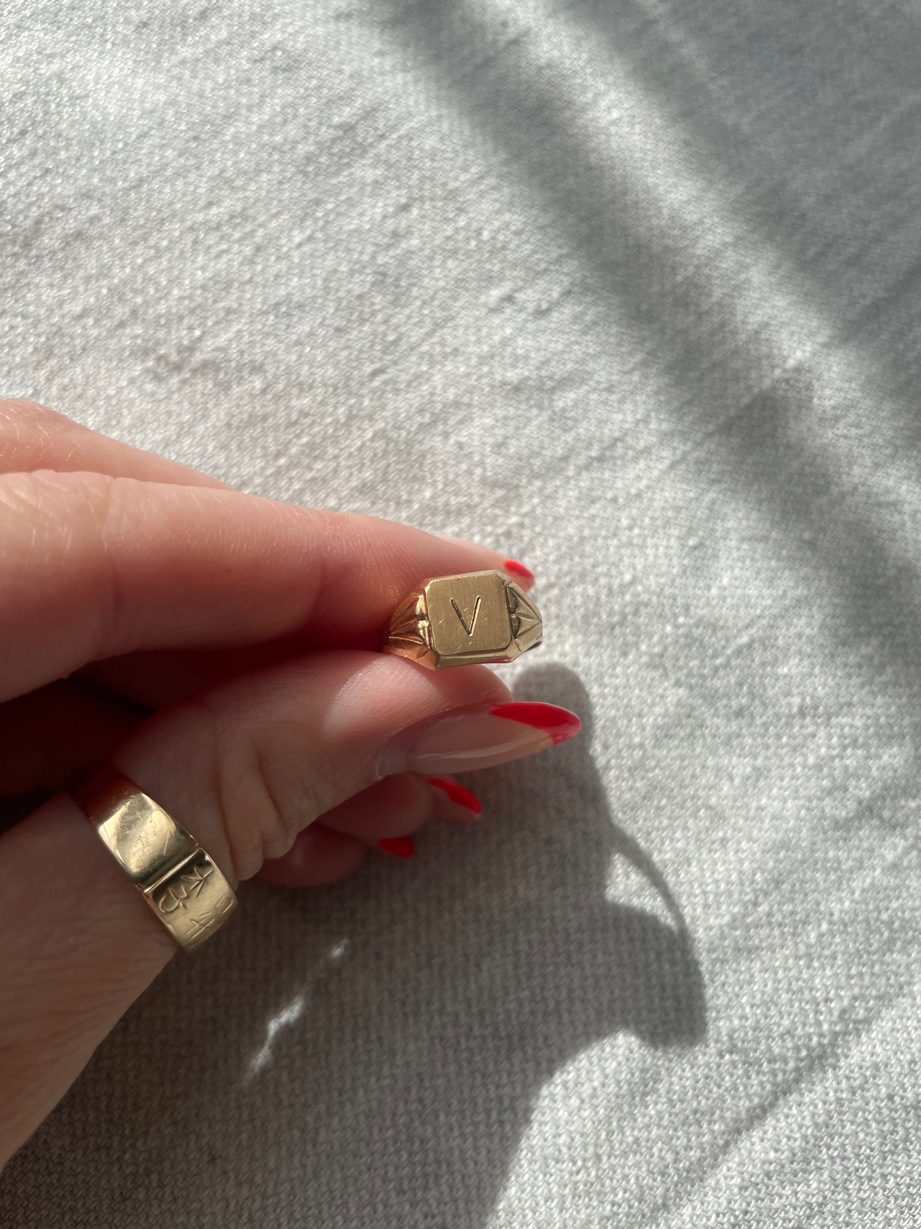 V Signet Ring