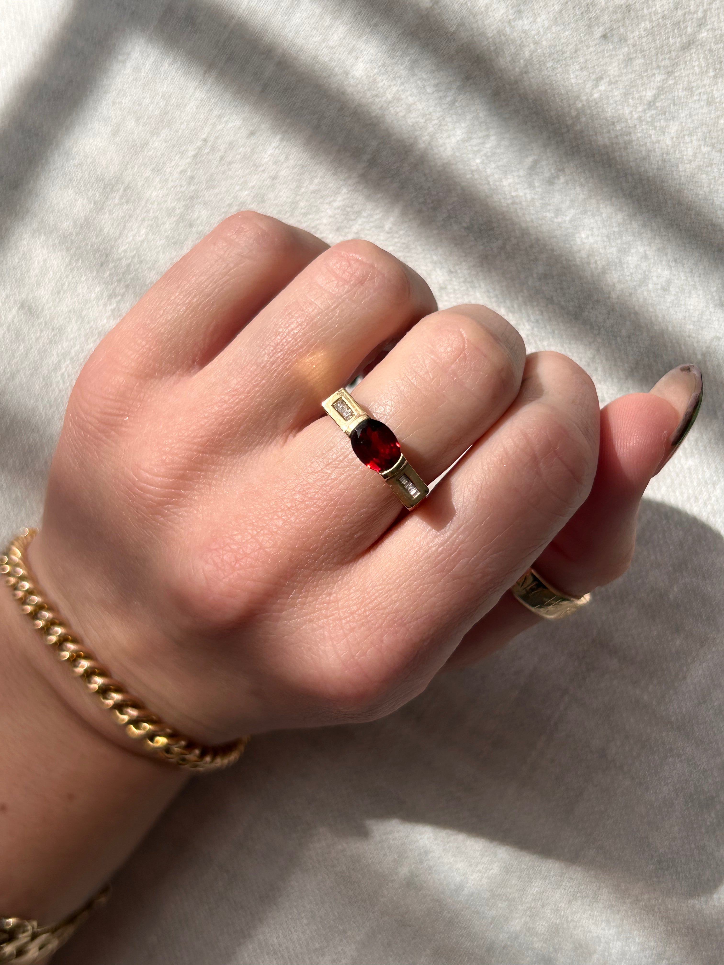 Ruby Square Diamond Ring